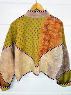 Stevie style revival kantha jacket #2309, on a hanger, back view