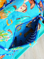 Blue Cowboy Boot Print quilted weekender duffle overnight bag