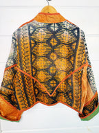 Stevie style revival kantha jacket #2311, on a hanger, back view