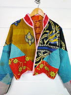 Stevie style revival kantha jacket #2310, reversed to show the other side, front view