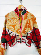 Stevie style revival kantha jacket #2315, reversed to show the other side, front view