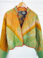 Stevie style revival kantha jacket #2311, reversed to show the other side, front view