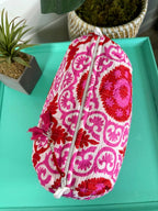 Pink and Red Quilted Makeup Cosmetics Toiletry Bag