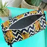 Black White Chevron Tiger Print Quilted Makeup Cosmetics Toiletry Bag