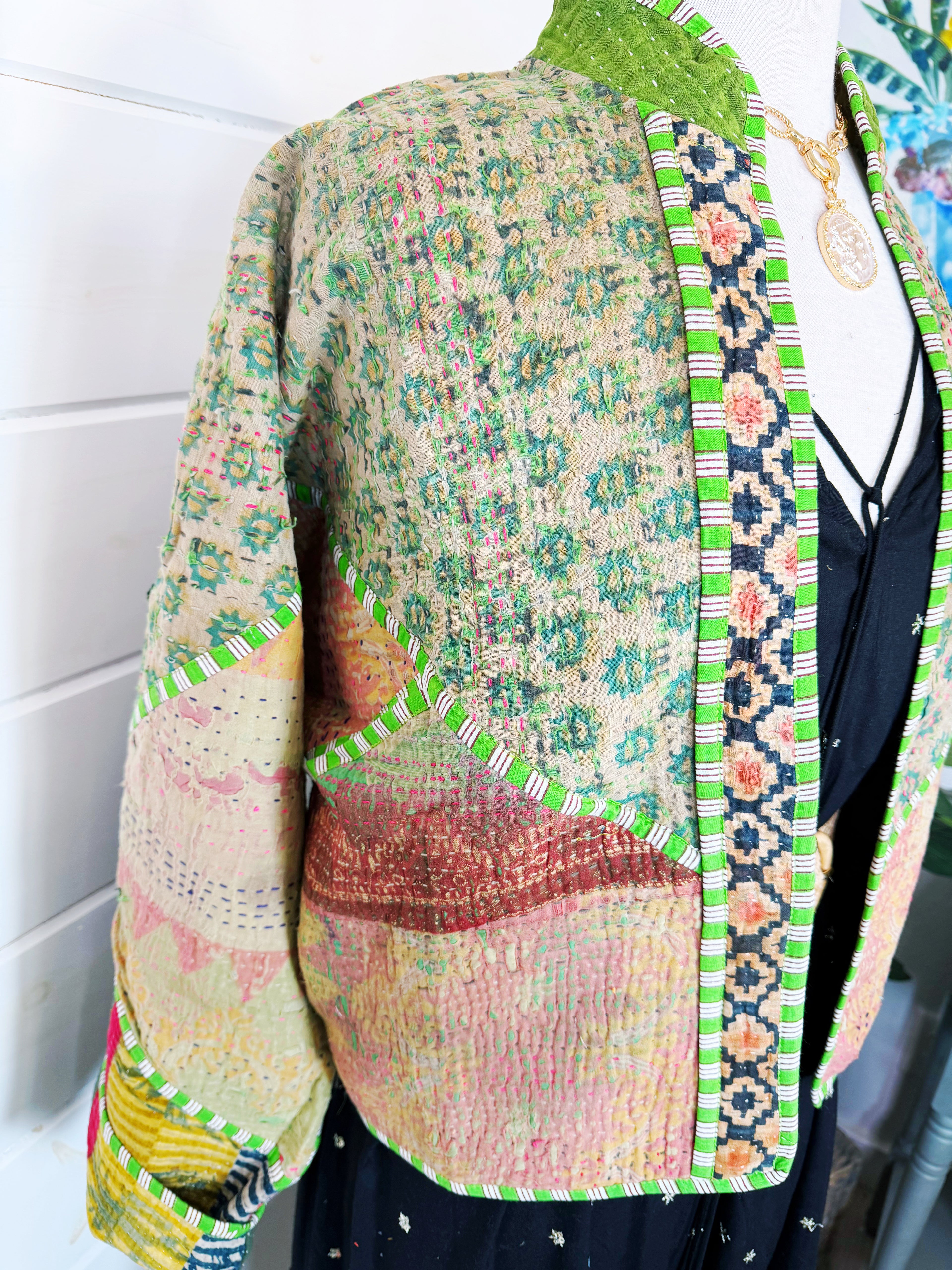 Patchwork Kantha Jacket – Quilted Reversible Blanket Coat