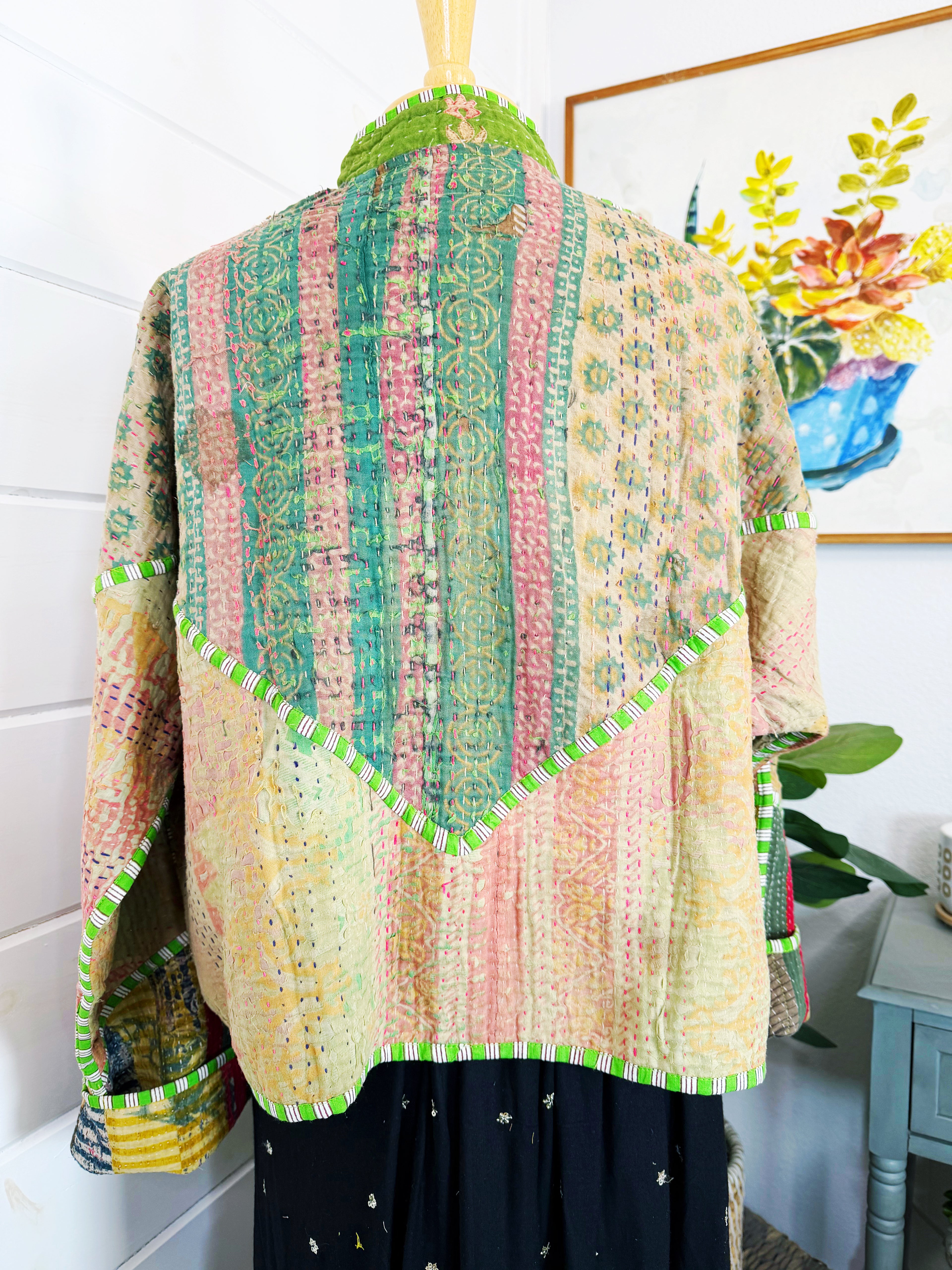 Patchwork Kantha Jacket – Quilted Reversible Blanket Coat