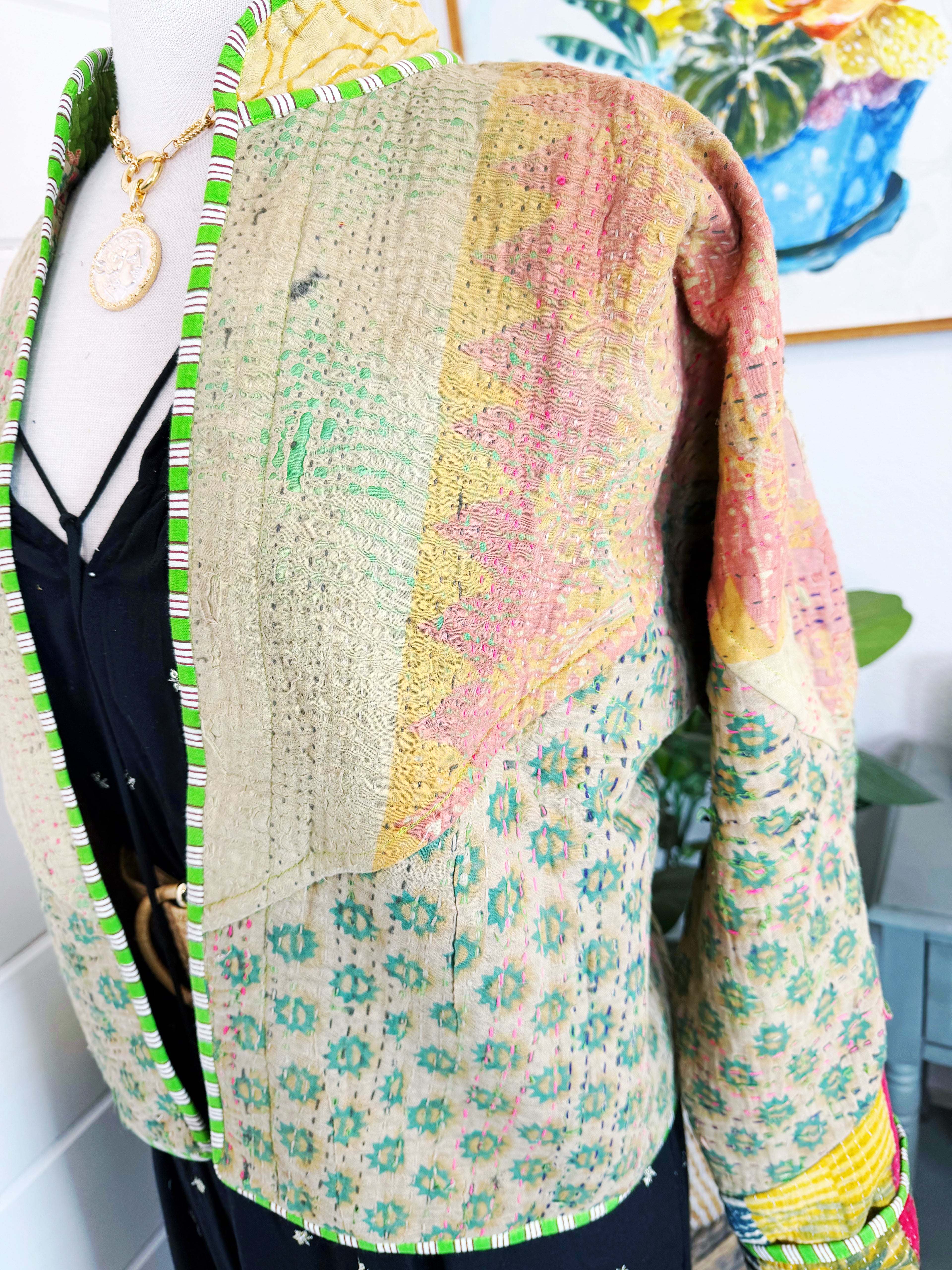 Patchwork Kantha Jacket – Quilted Reversible Blanket Coat