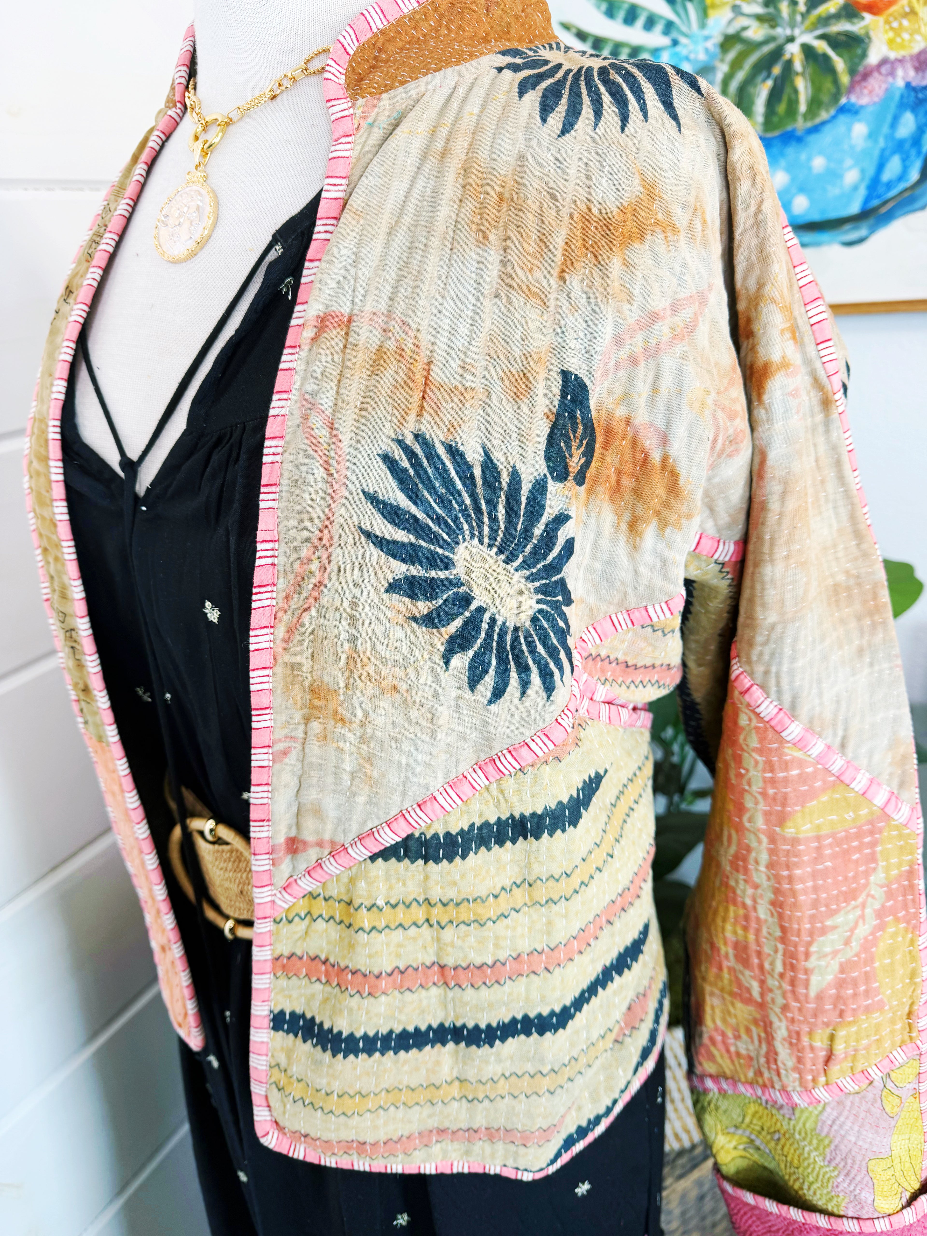 Patchwork Kantha Jacket – Quilted Reversible Blanket Coat