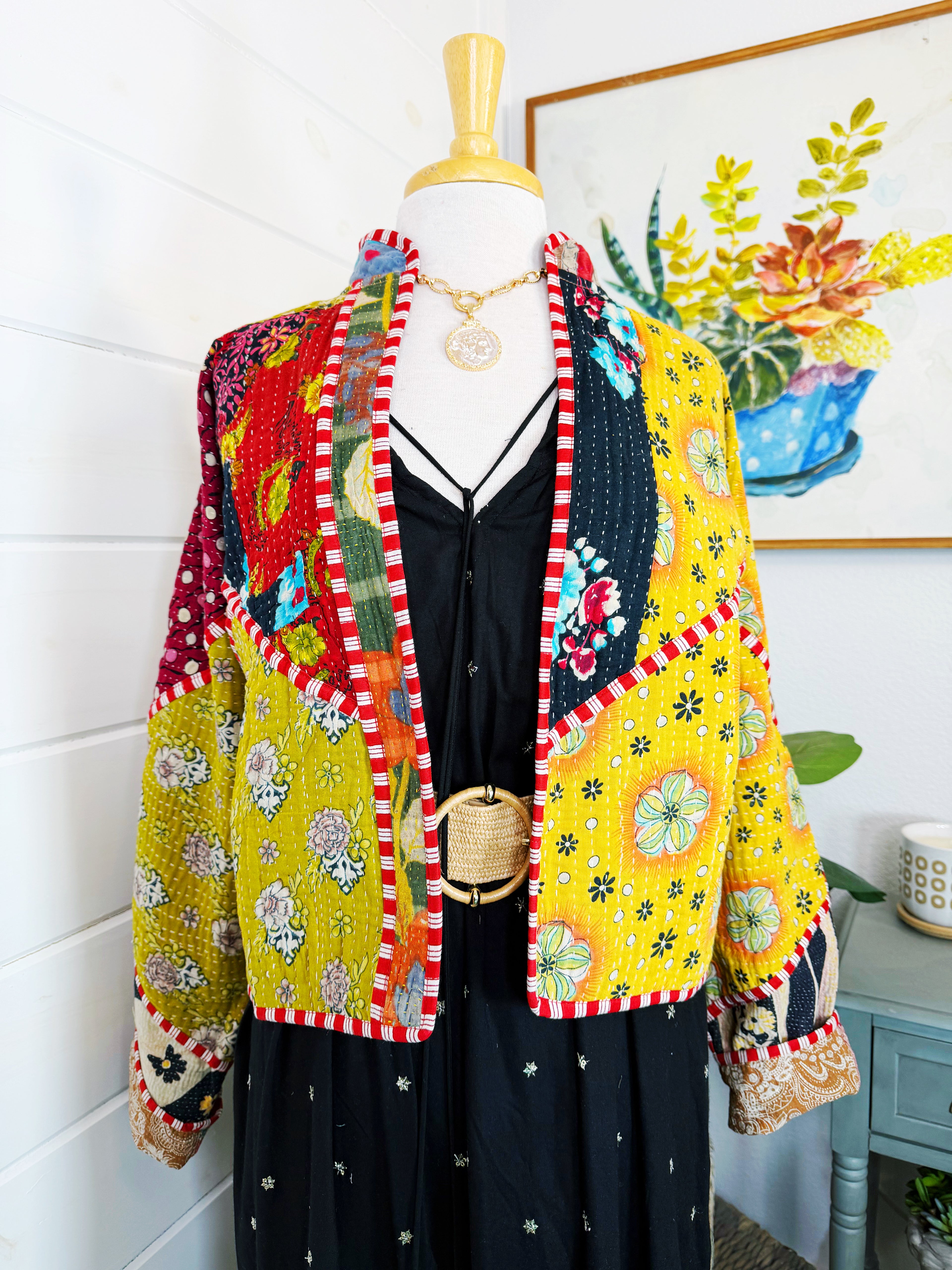 Patchwork Kantha Jacket – Quilted Reversible Blanket Coat