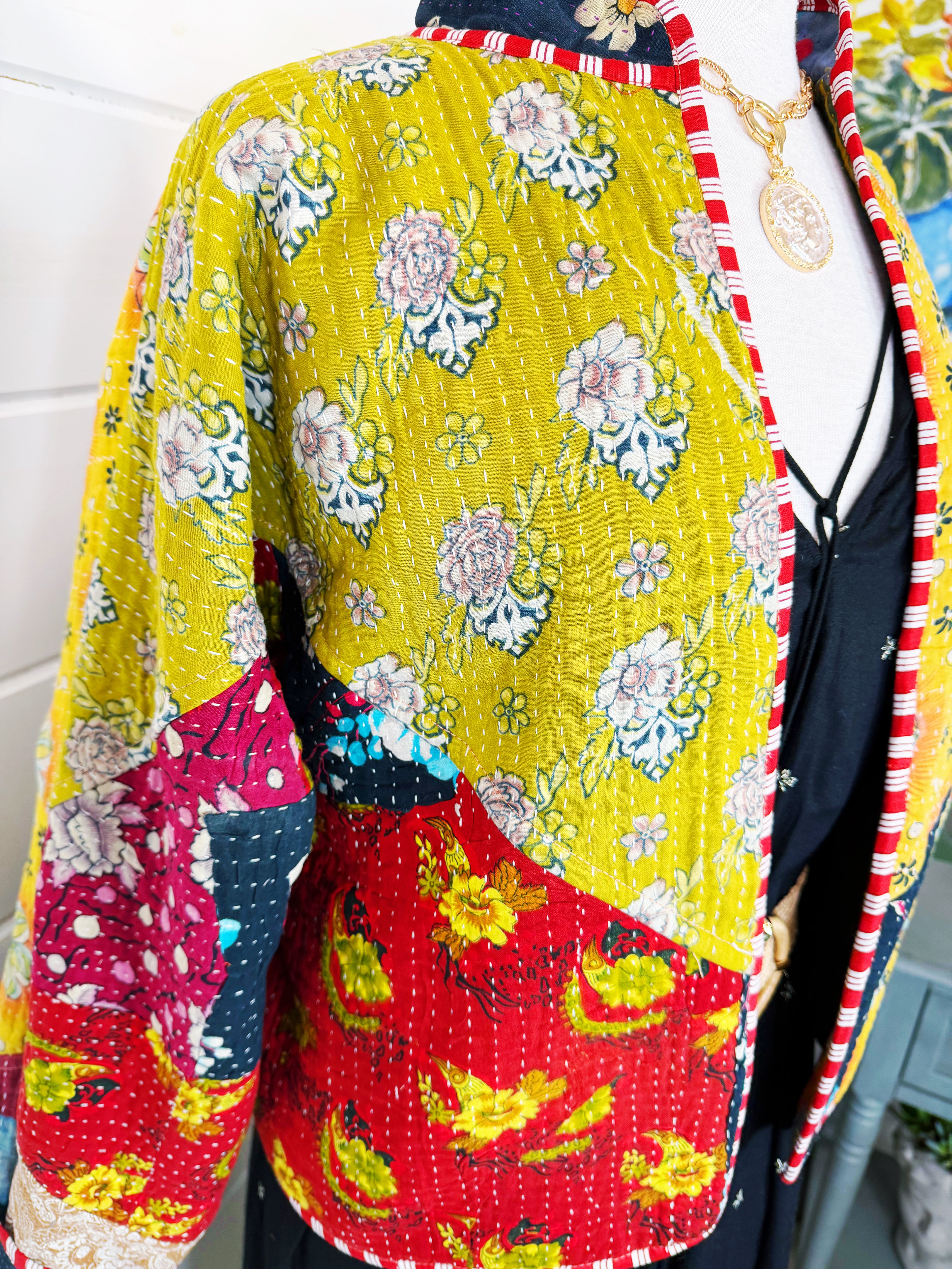 Patchwork Kantha Jacket – Quilted Reversible Blanket Coat
