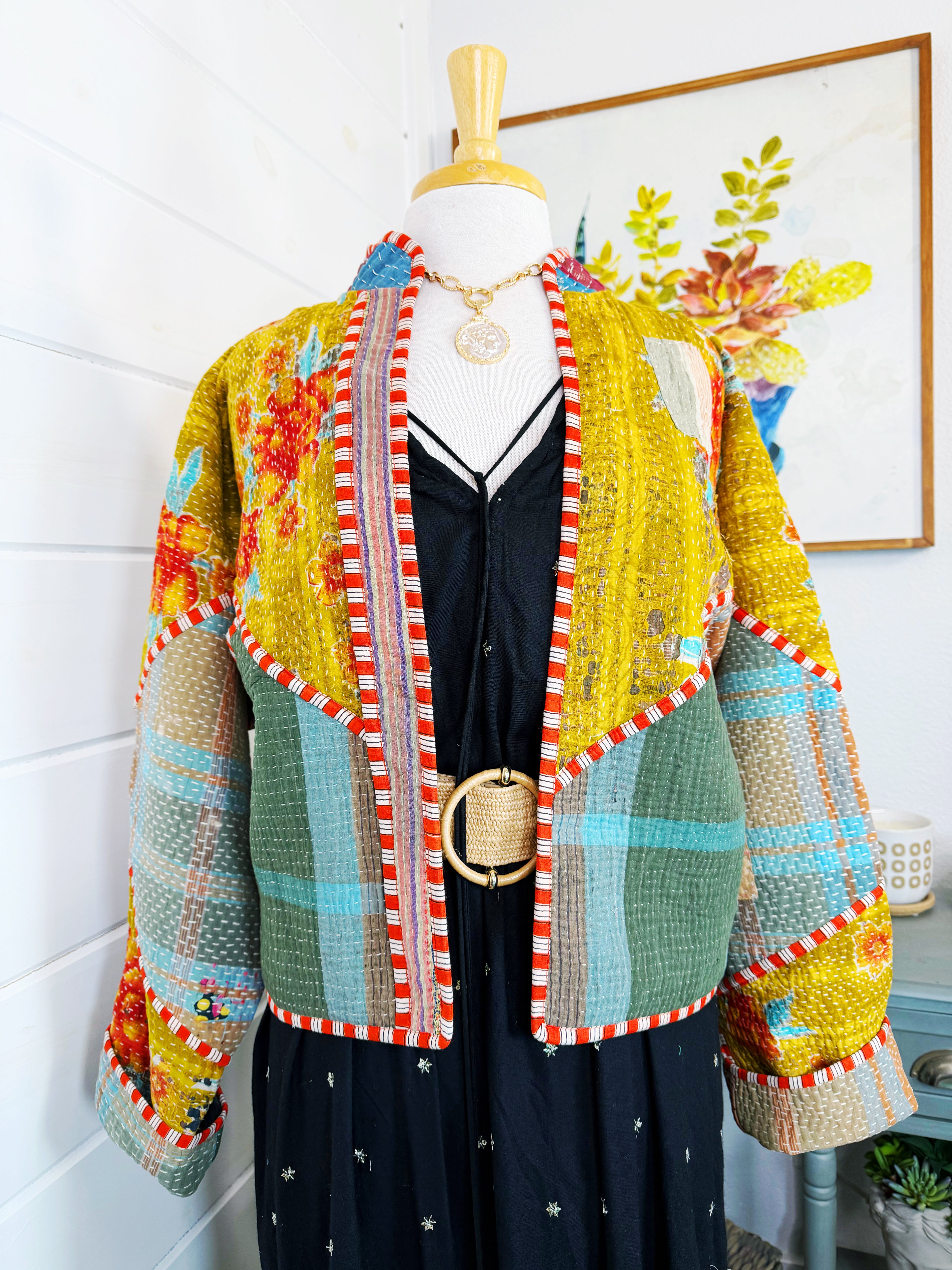 Patchwork Kantha Jacket – Quilted Reversible Blanket Coat