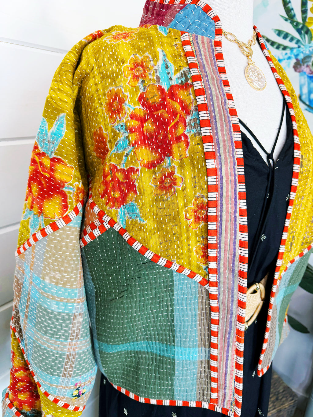 Patchwork Kantha Jacket – Quilted Reversible Blanket Coat
