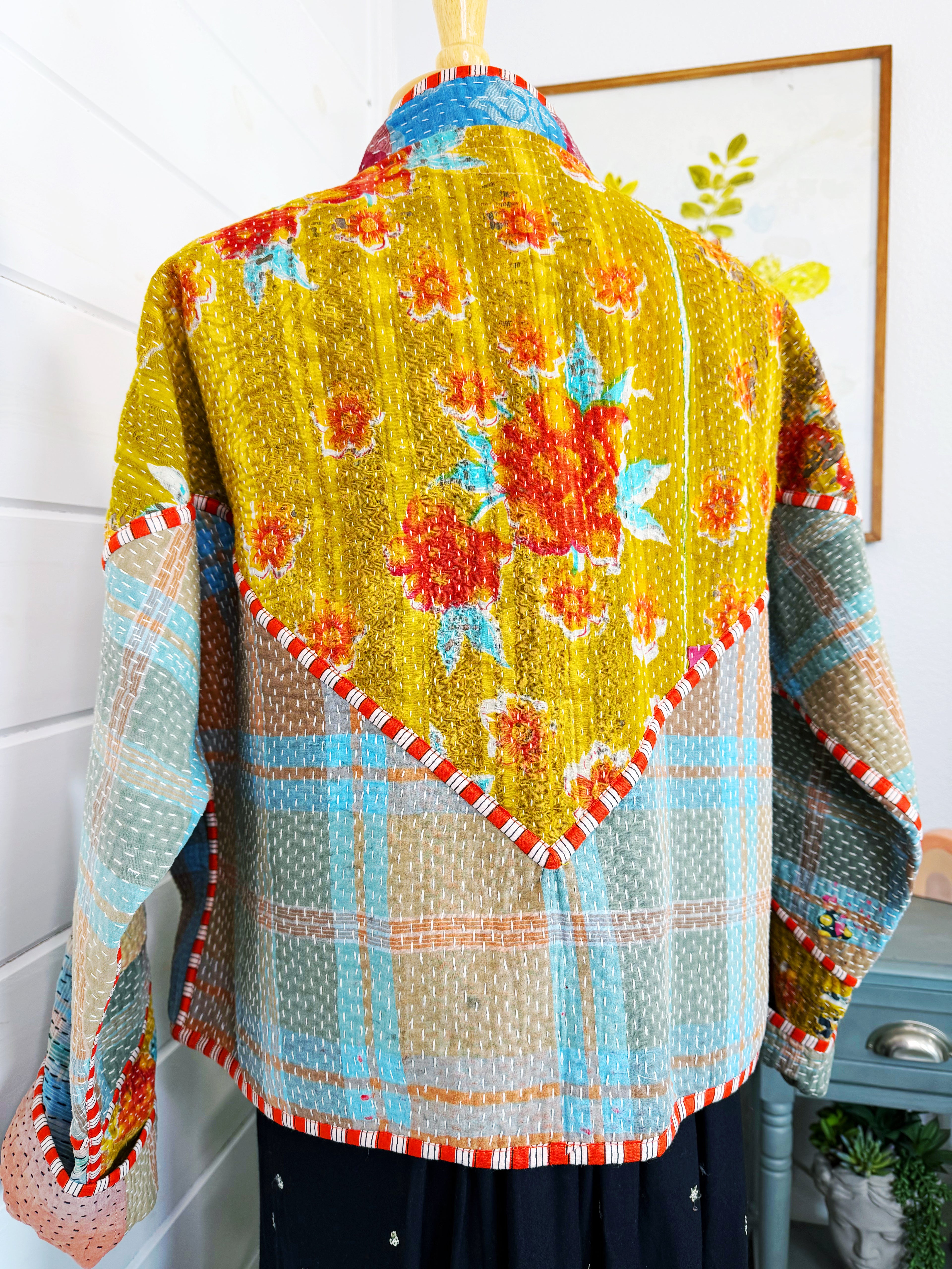 Patchwork Kantha Jacket – Quilted Reversible Blanket Coat