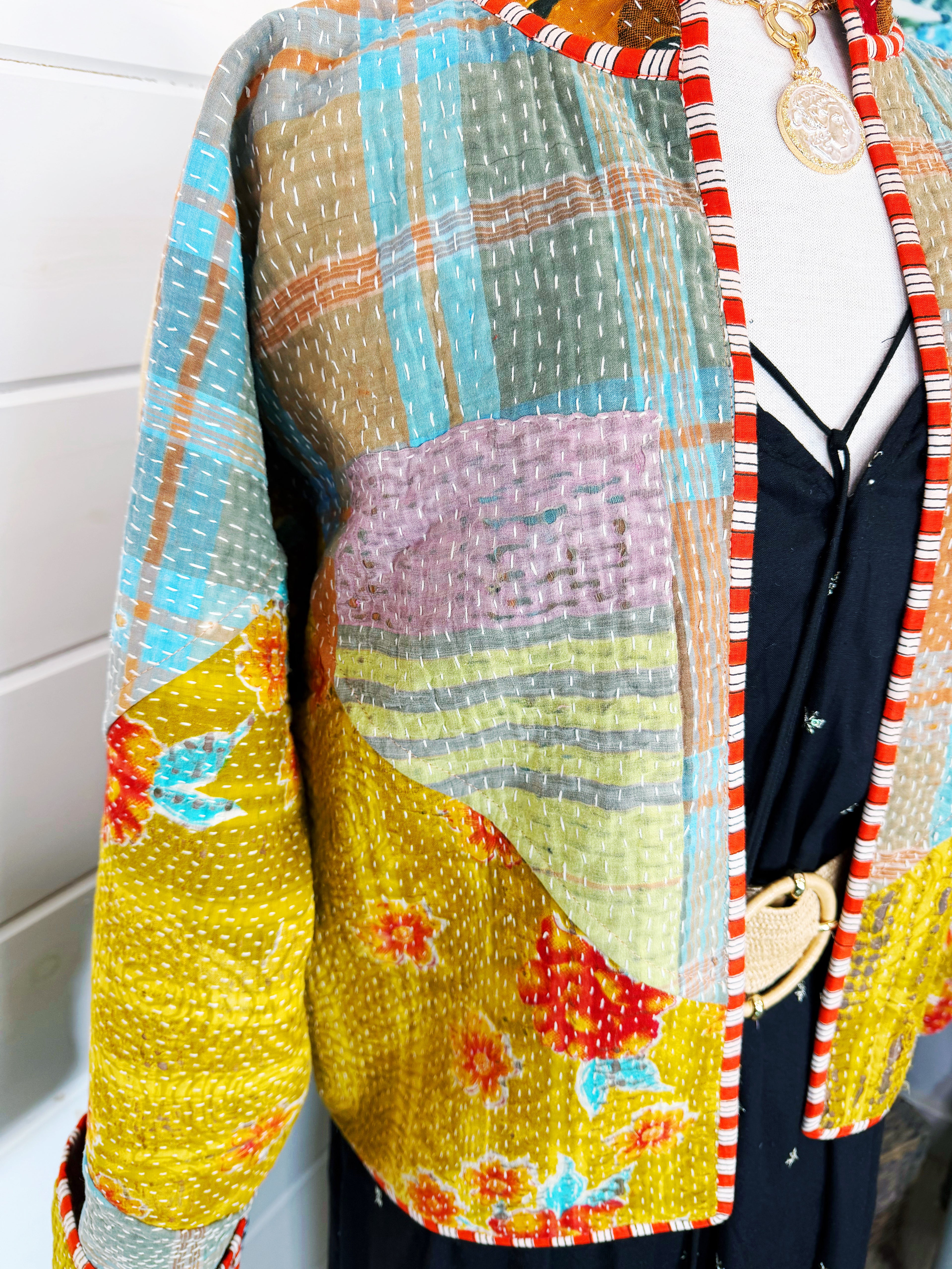 Patchwork Kantha Jacket – Quilted Reversible Blanket Coat