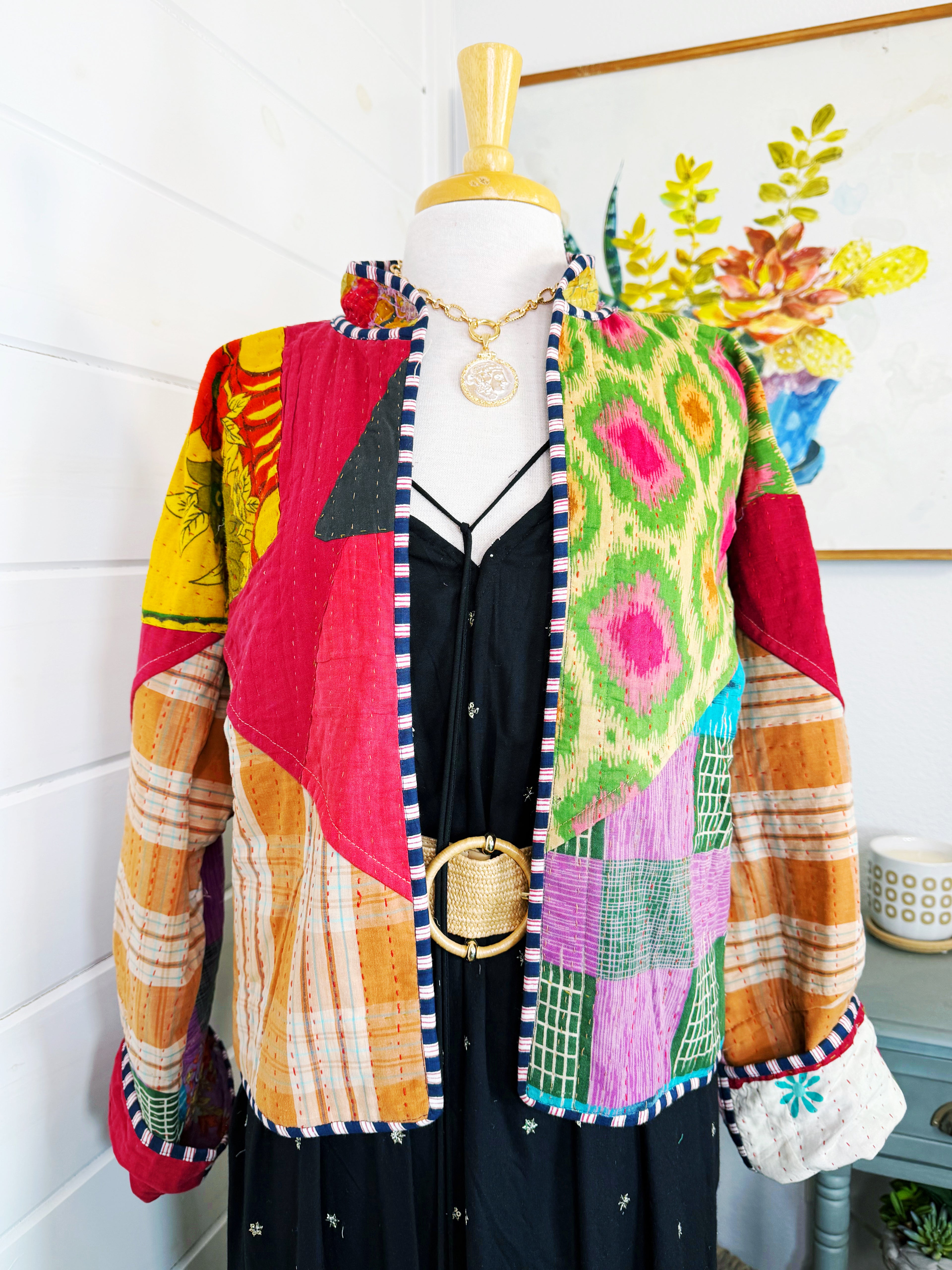 Patchwork Kantha Jacket – Quilted Reversible Blanket Coat