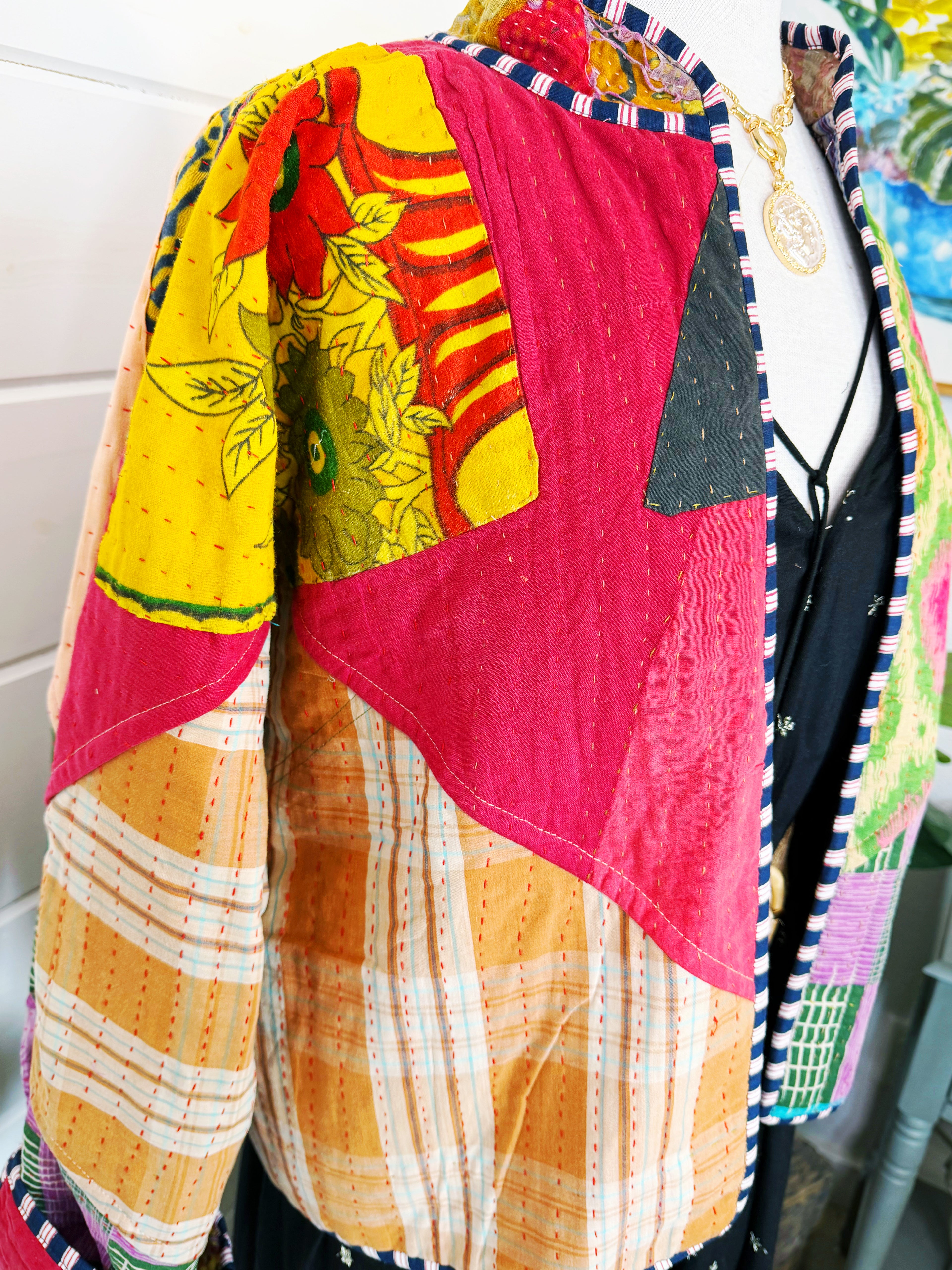 Patchwork Kantha Jacket – Quilted Reversible Blanket Coat