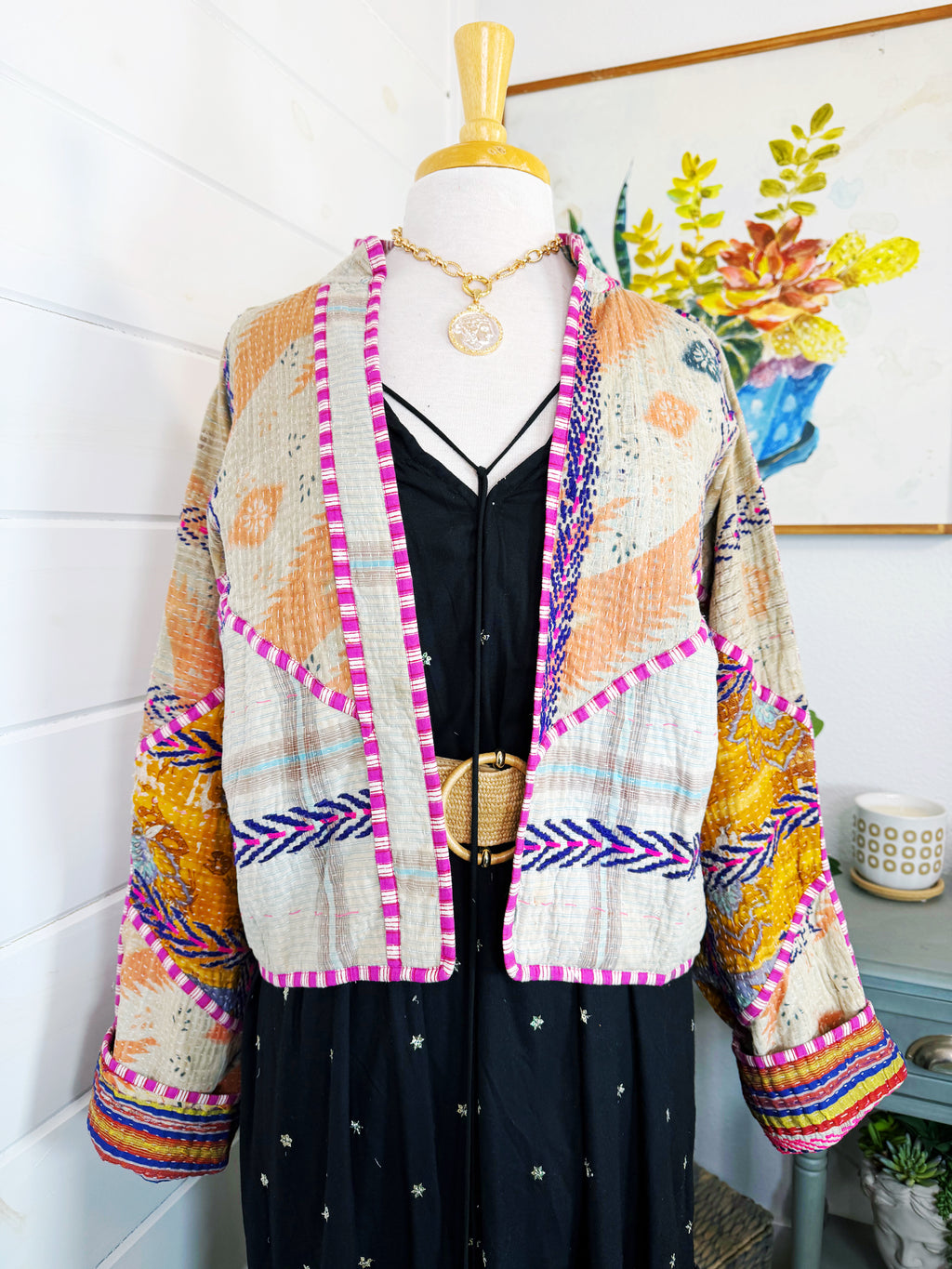 Patchwork Kantha Jacket – Quilted Reversible Blanket Coat