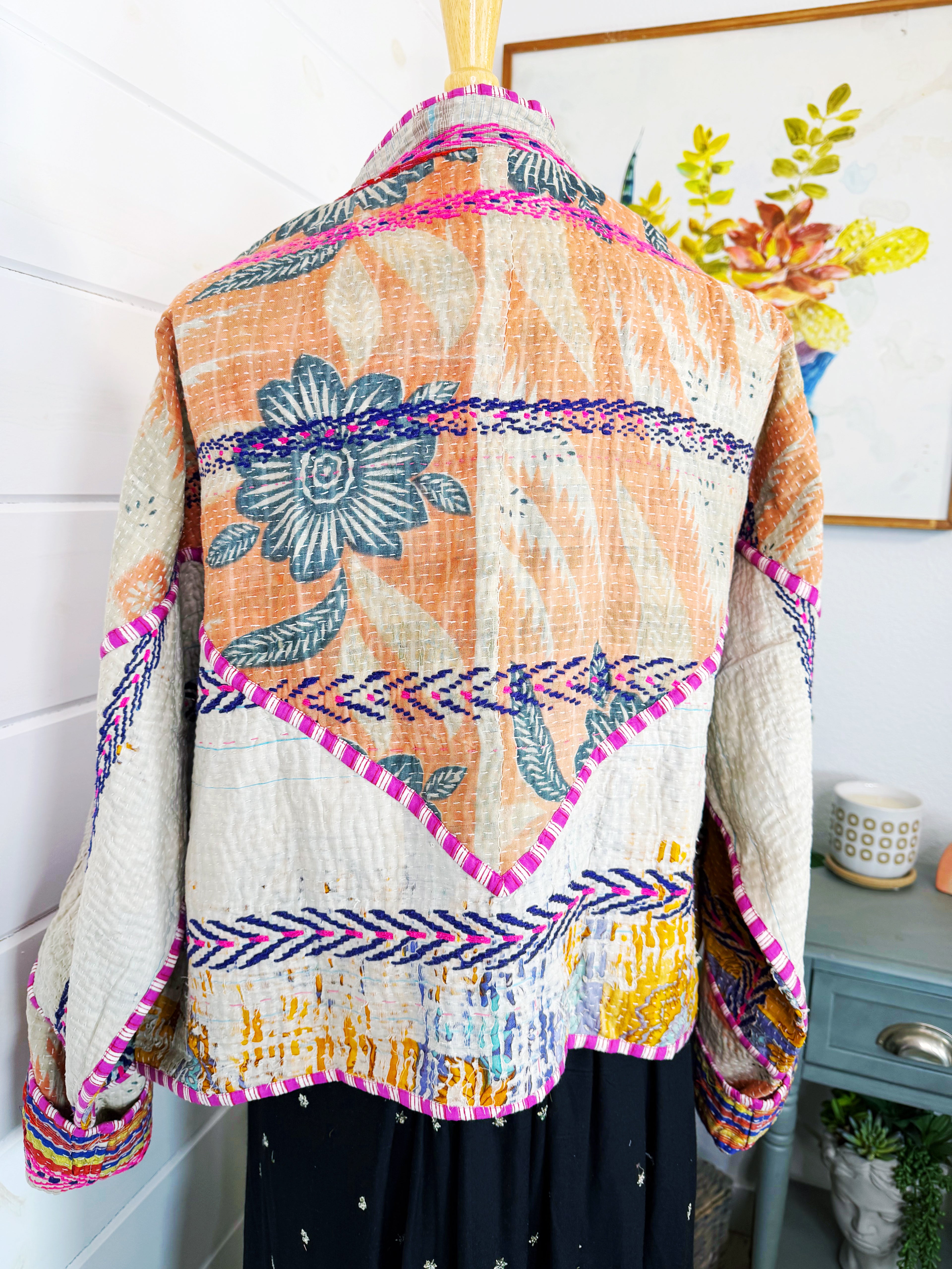 Patchwork Kantha Jacket – Quilted Reversible Blanket Coat