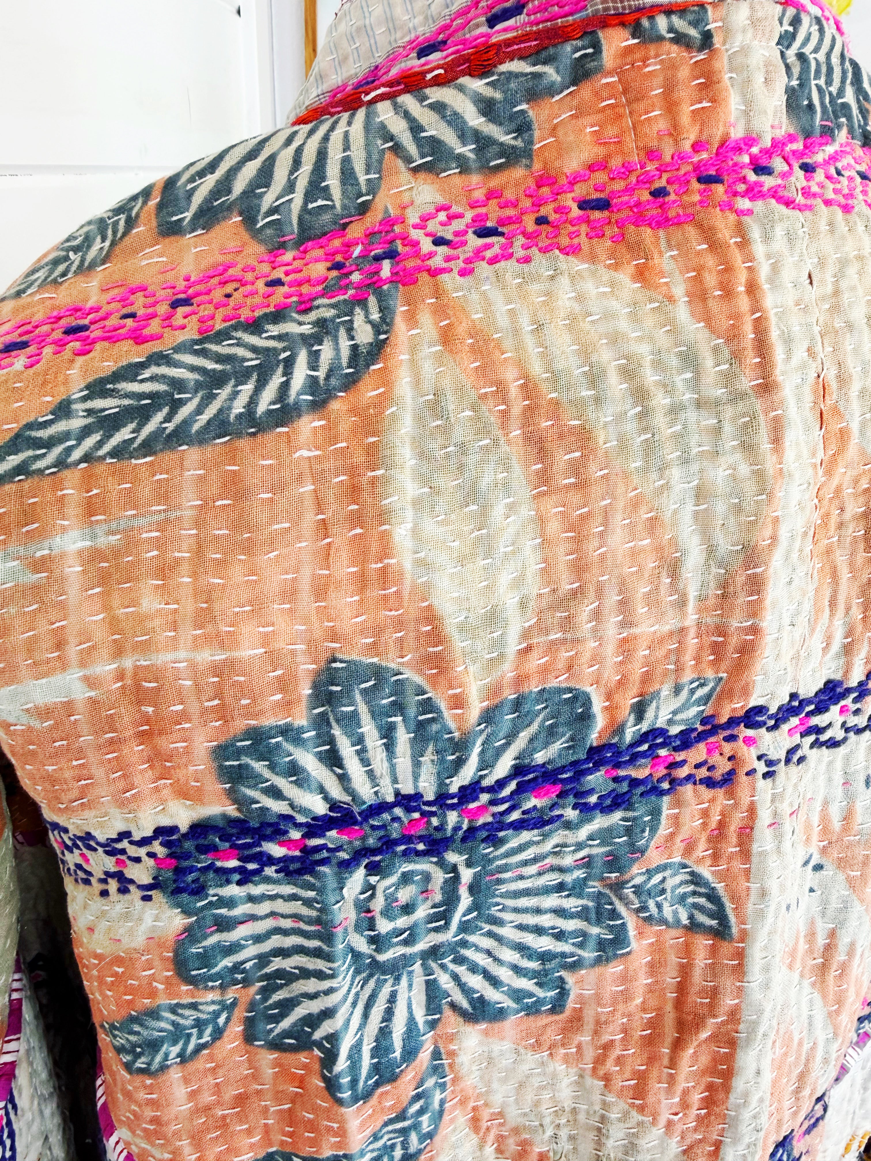 Patchwork Kantha Jacket – Quilted Reversible Blanket Coat