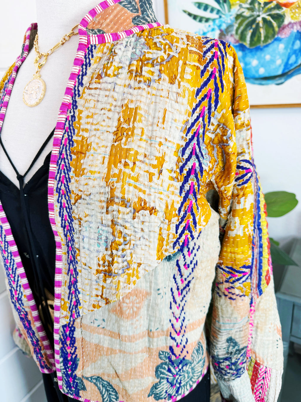 Patchwork Kantha Jacket – Quilted Reversible Blanket Coat