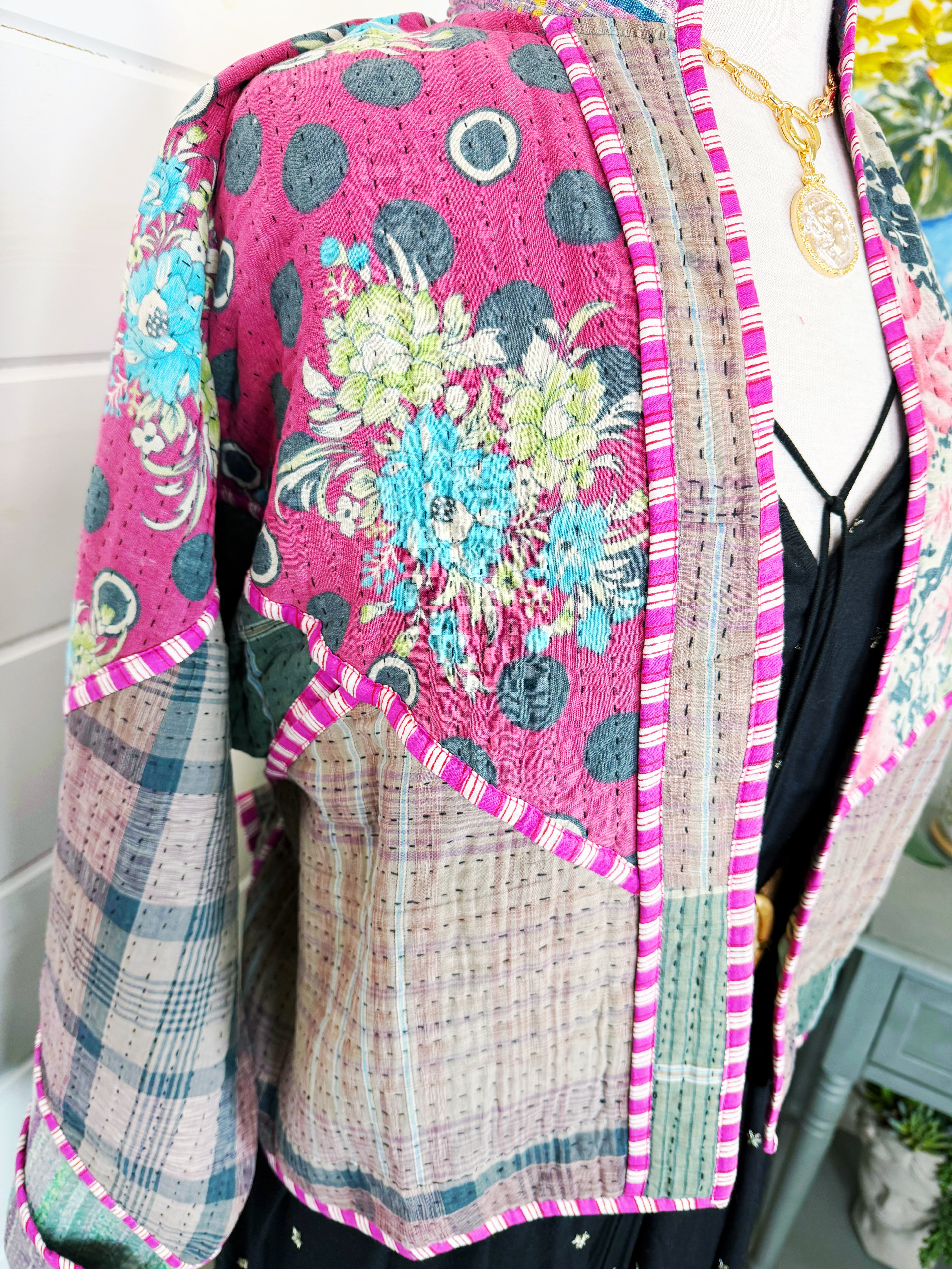 Patchwork Kantha Jacket – Quilted Reversible Blanket Coat