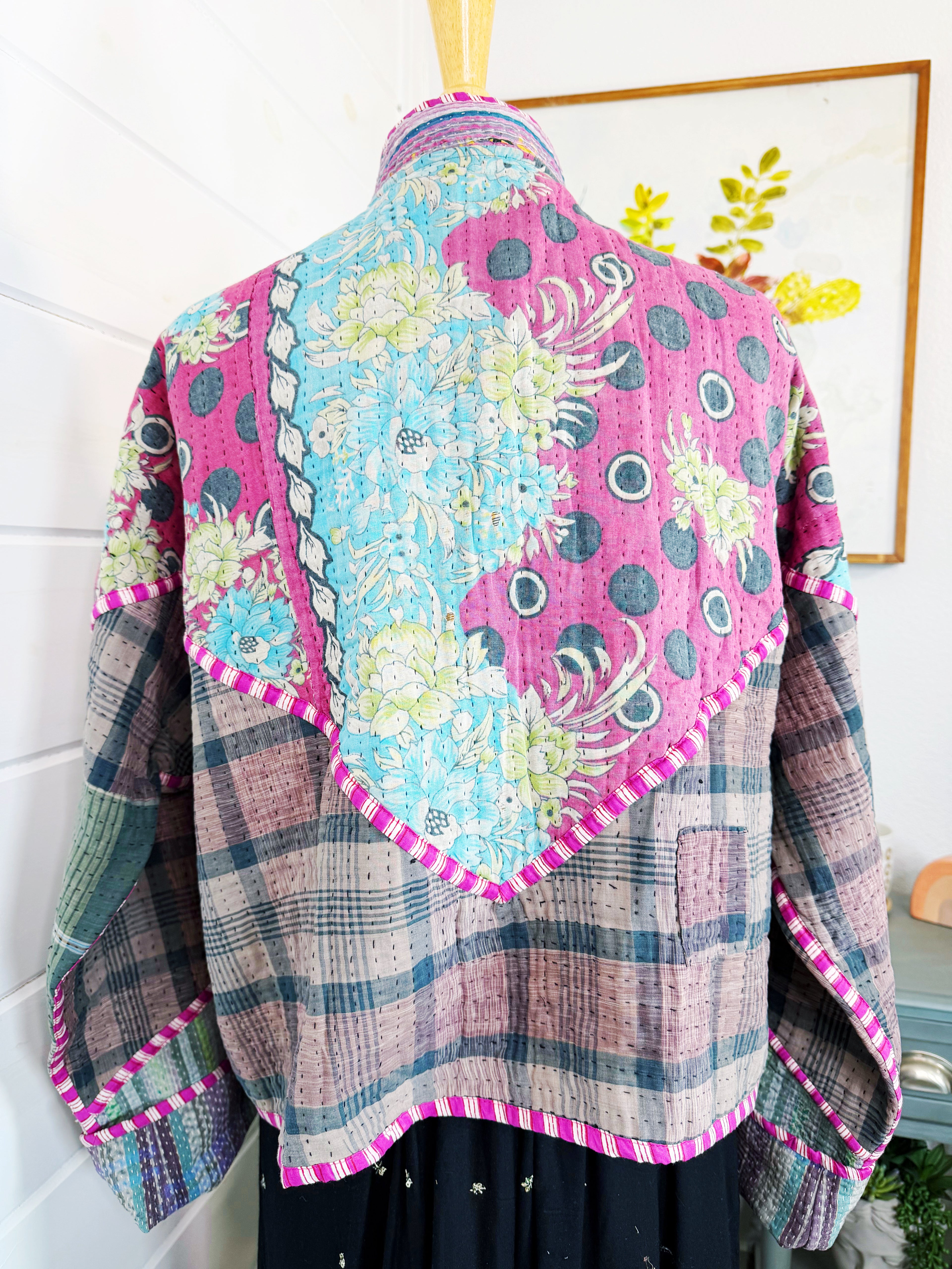 Patchwork Kantha Jacket – Quilted Reversible Blanket Coat