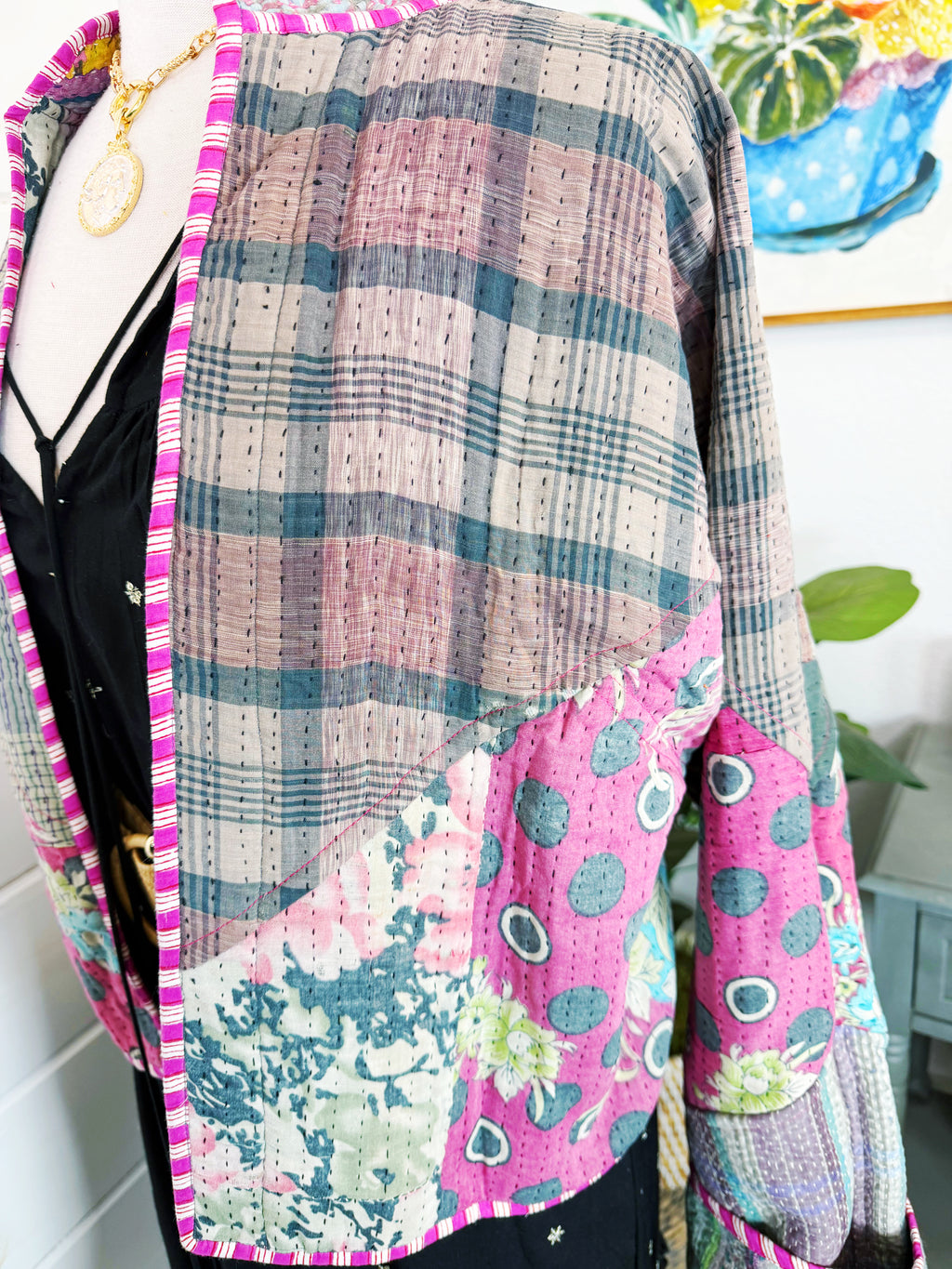 Patchwork Kantha Jacket – Quilted Reversible Blanket Coat