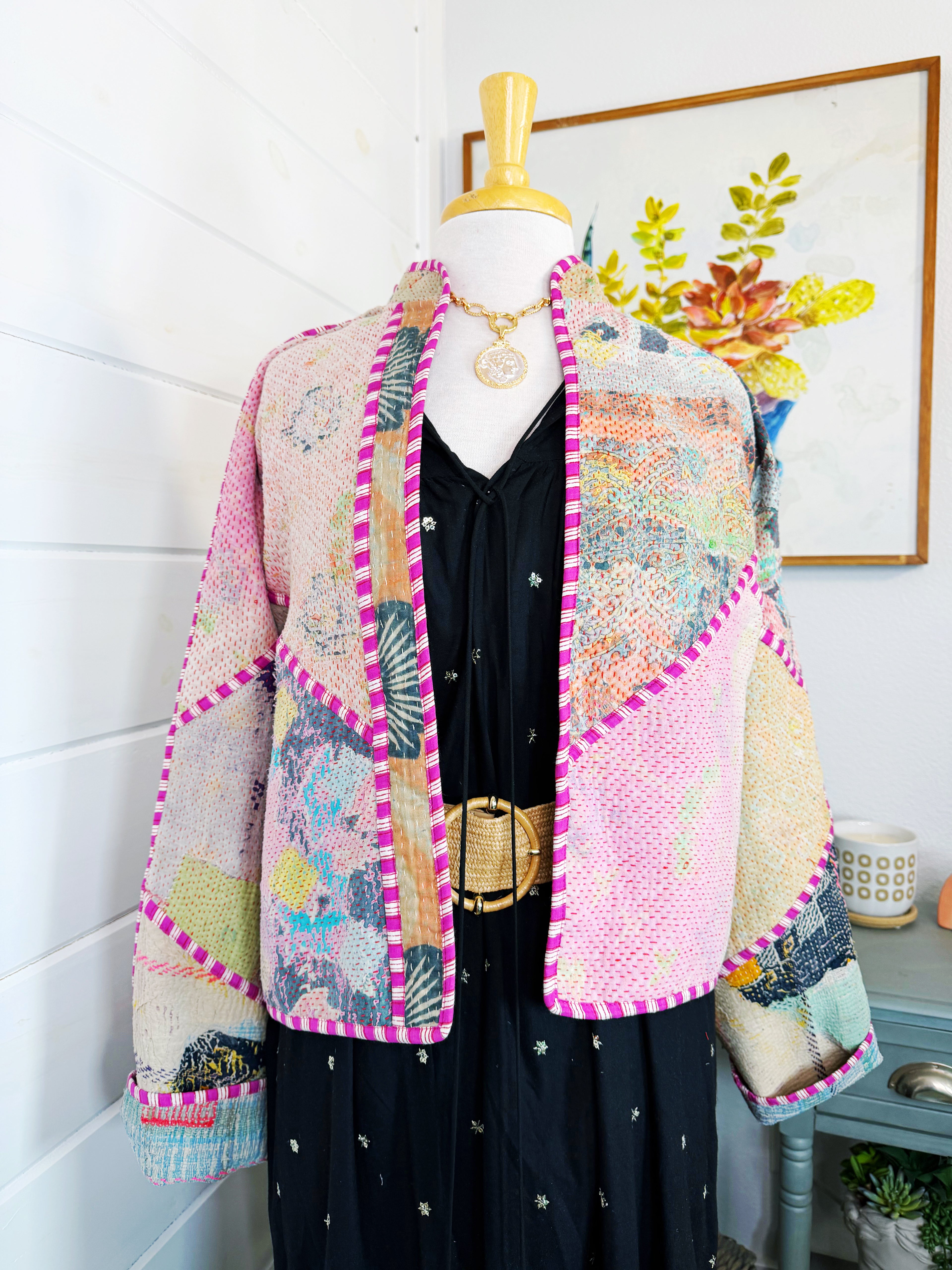 Patchwork Kantha Jacket – Quilted Reversible Blanket Coat
