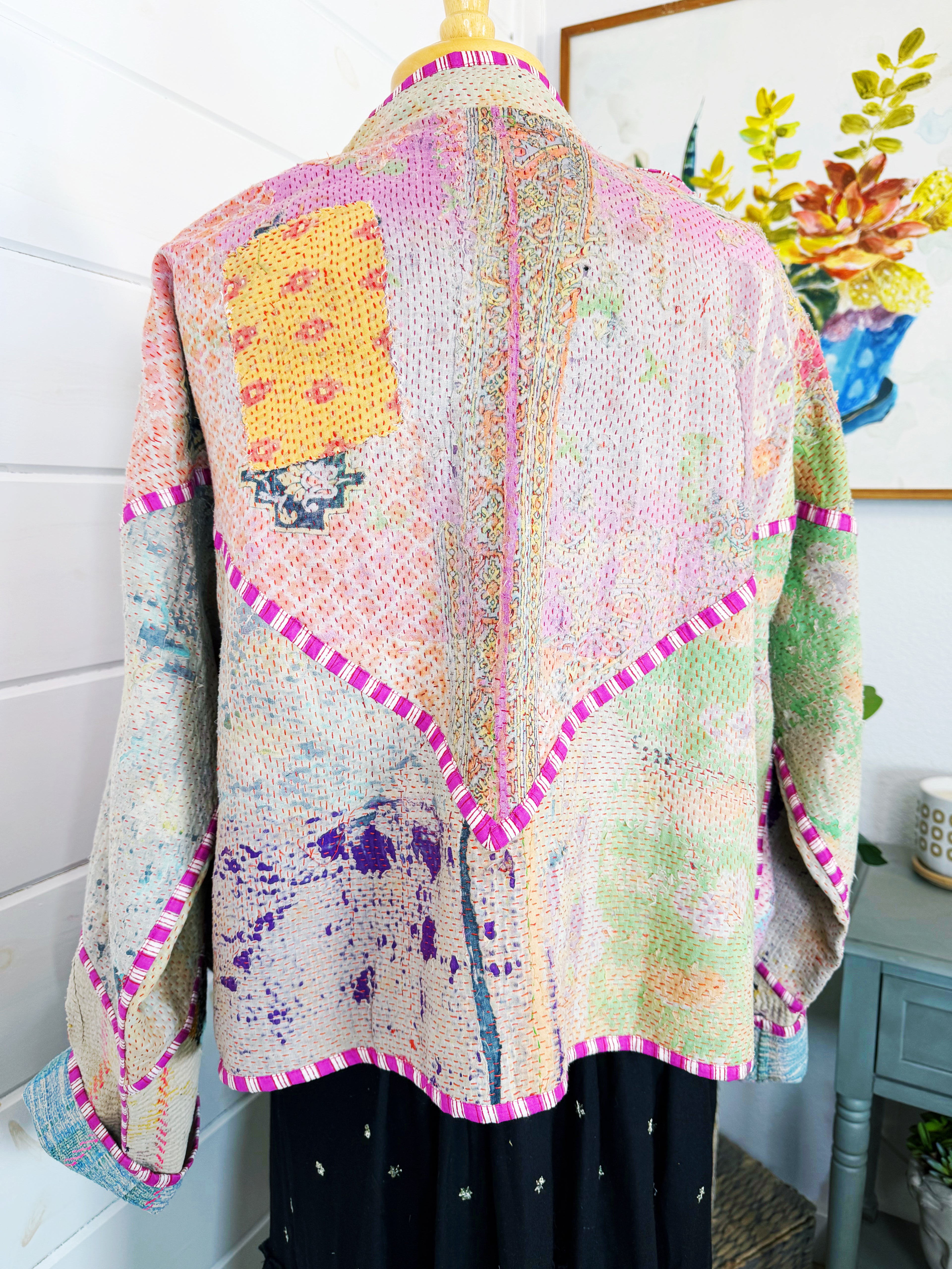 Patchwork Kantha Jacket – Quilted Reversible Blanket Coat