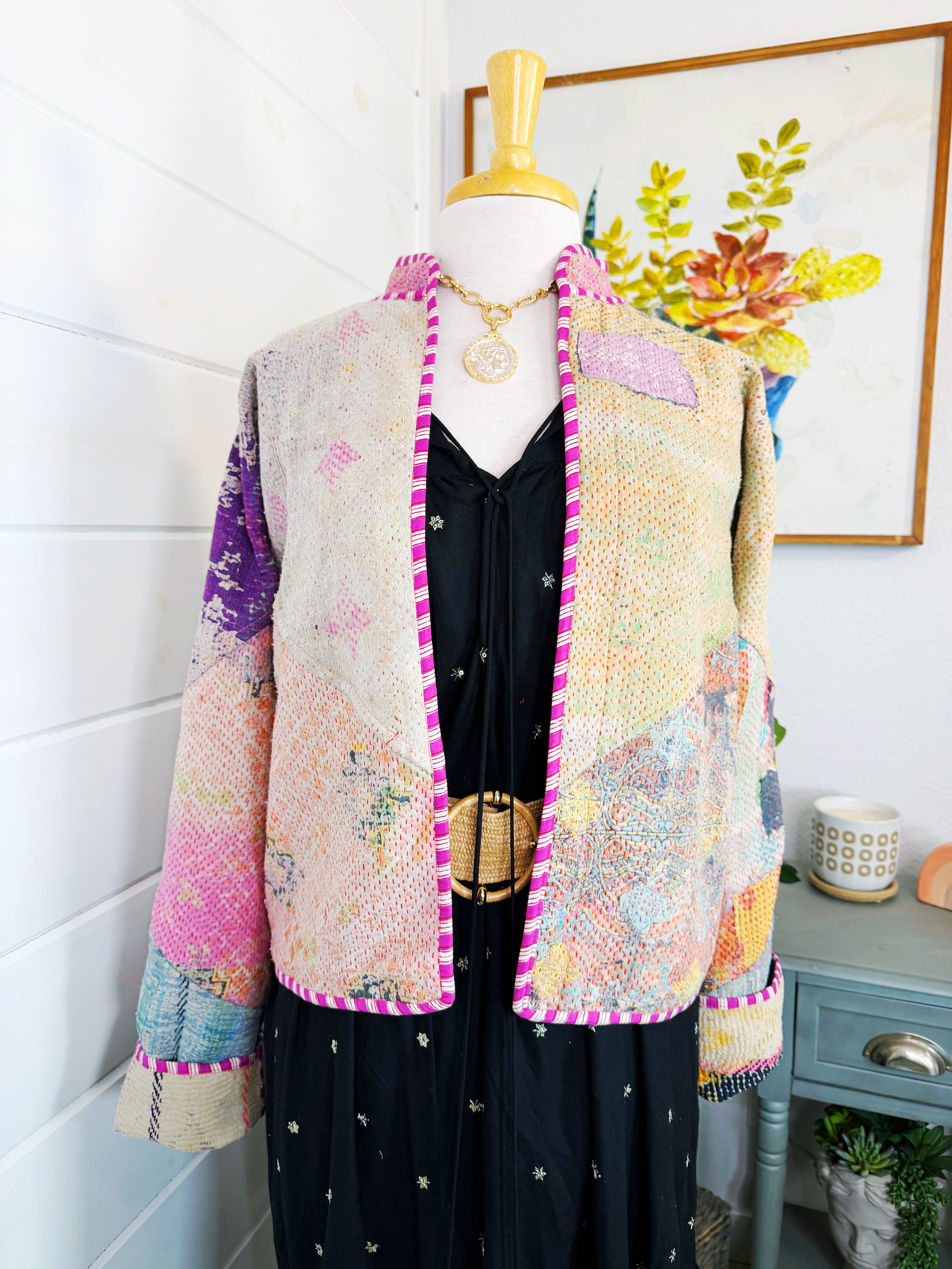 Patchwork Kantha Jacket – Quilted Reversible Blanket Coat
