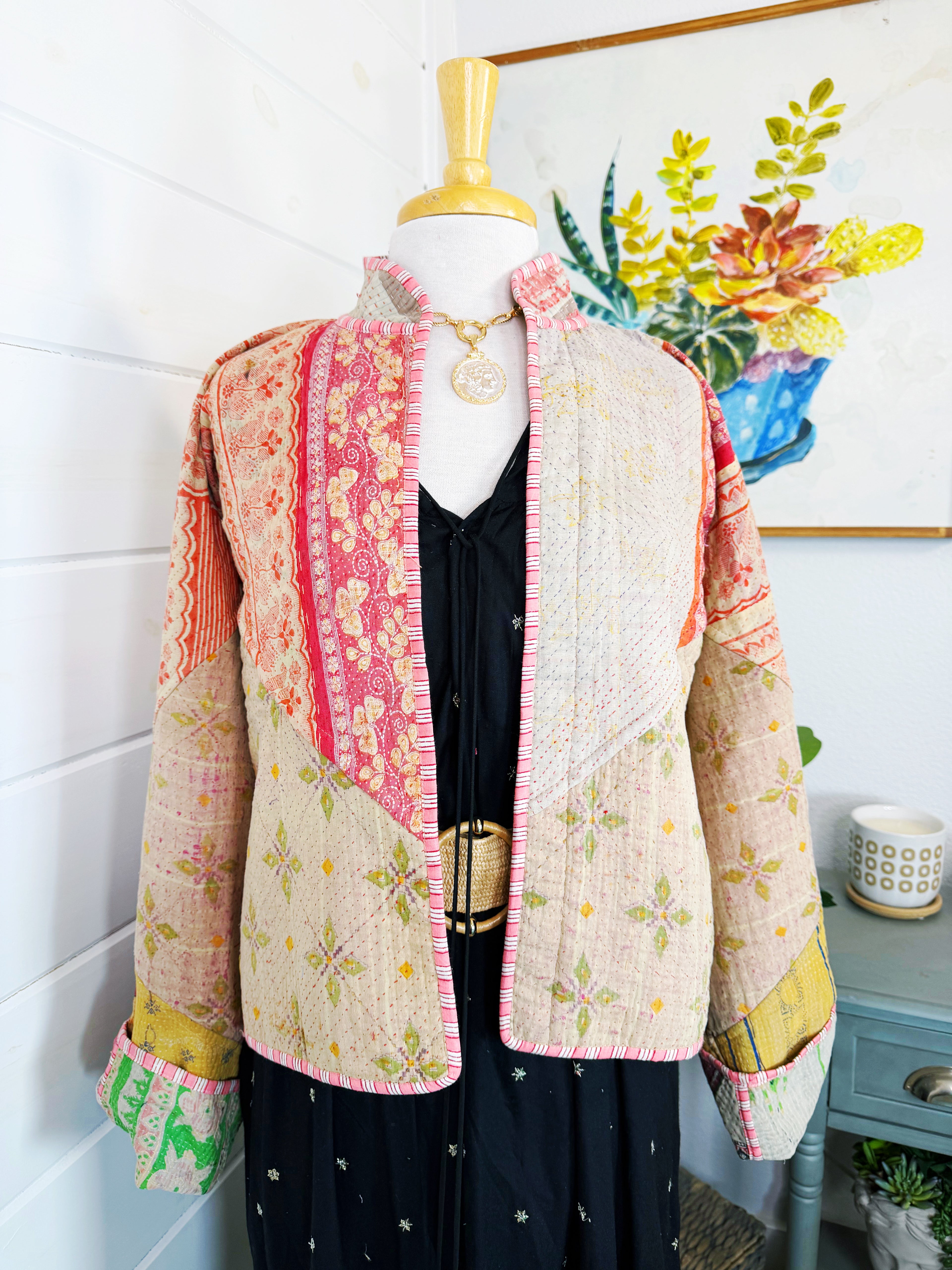 Patchwork Kantha Jacket – Quilted Reversible Blanket Coat