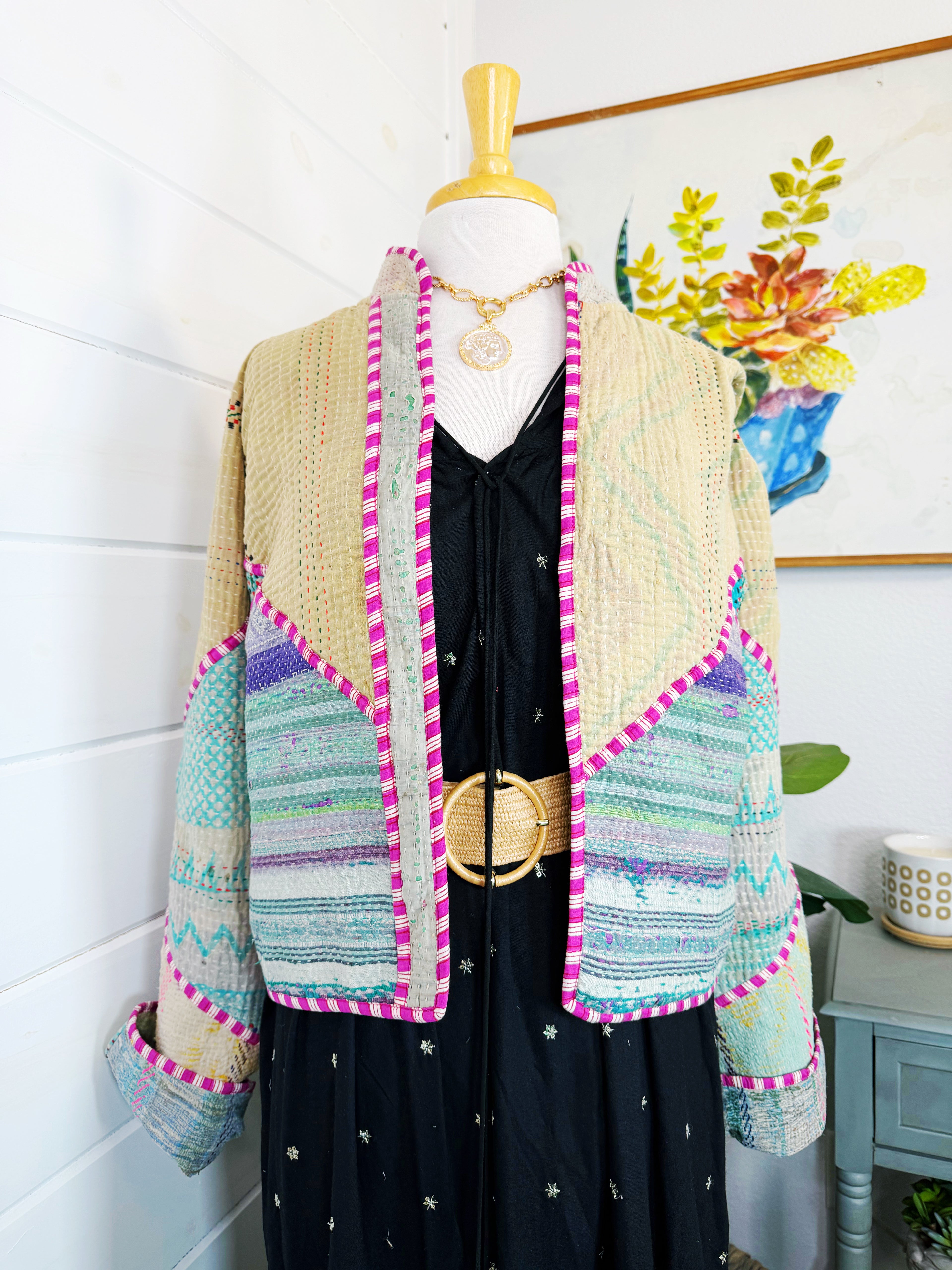 Patchwork Kantha Jacket – Quilted Reversible Blanket Coat
