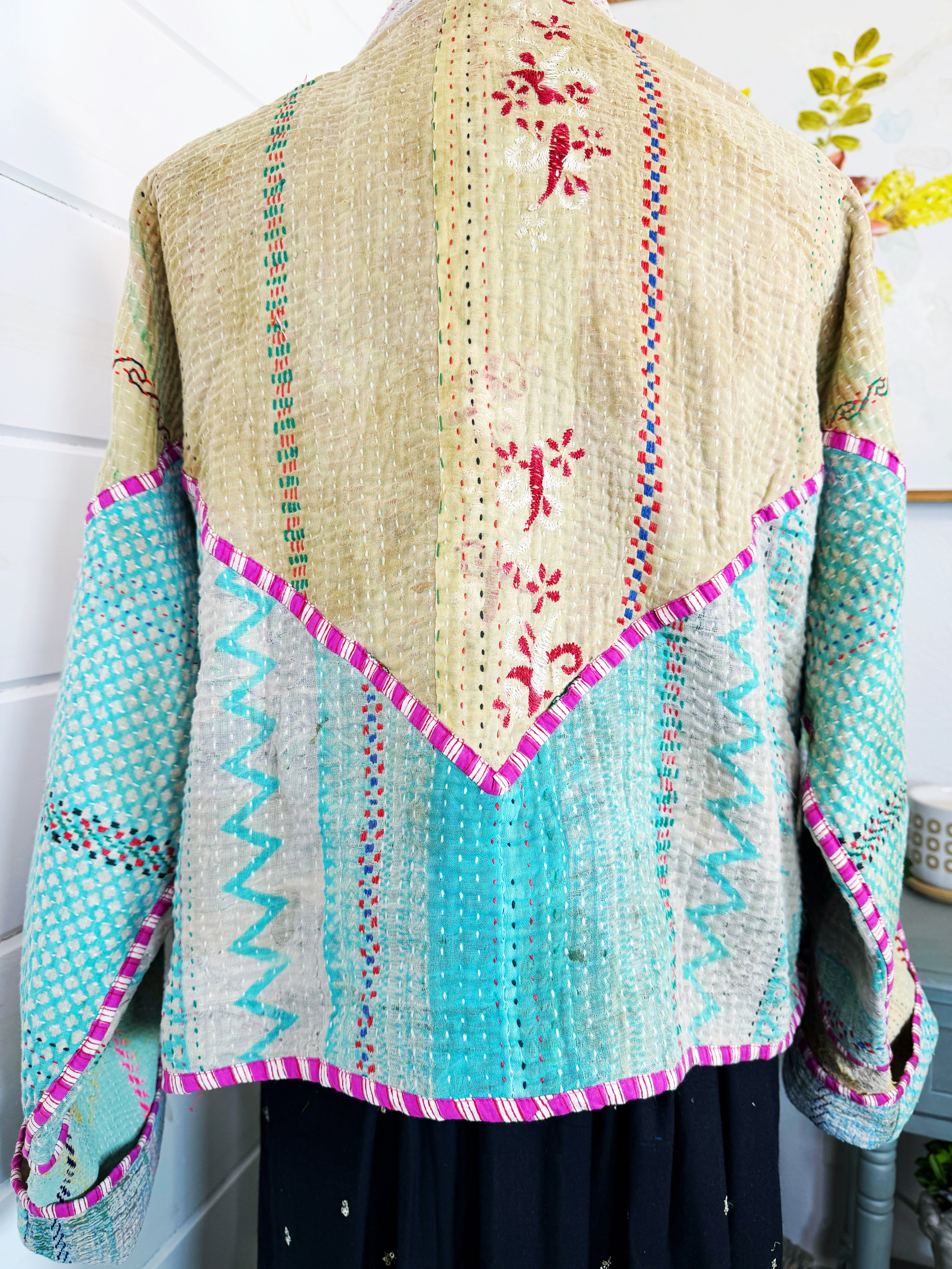 Patchwork Kantha Jacket – Quilted Reversible Blanket Coat