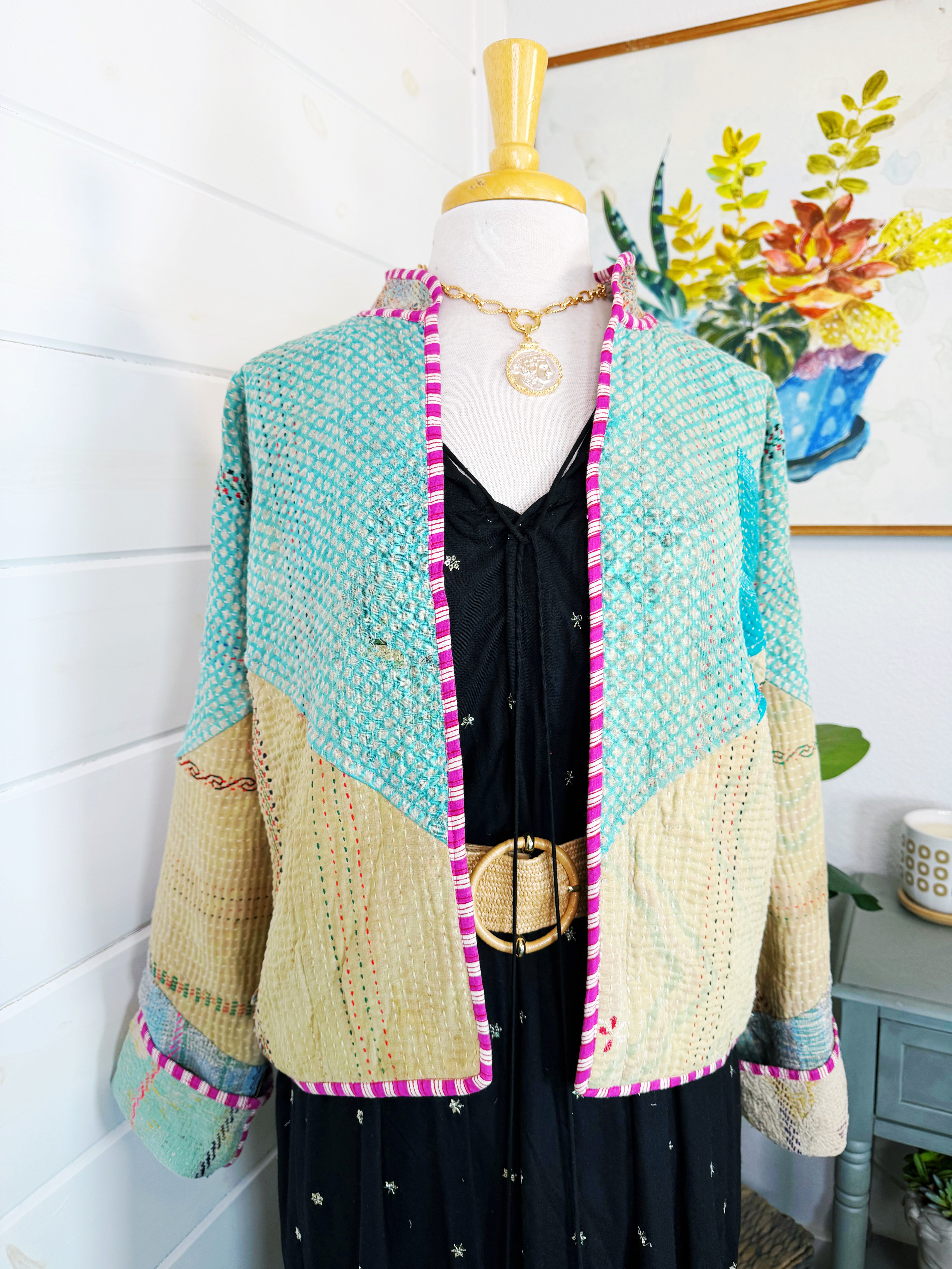 Patchwork Kantha Jacket – Quilted Reversible Blanket Coat
