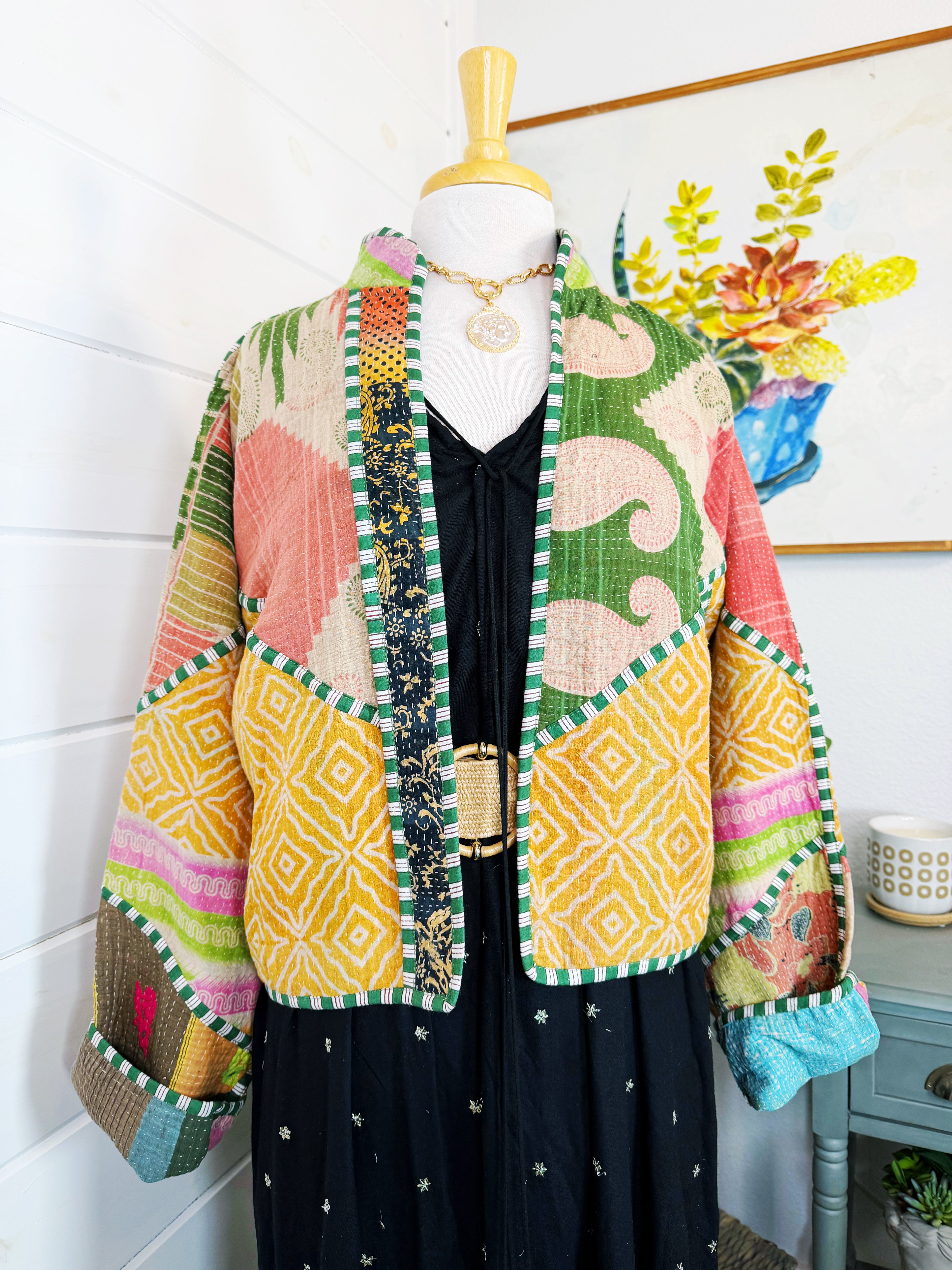 Patchwork Kantha Jacket – Quilted Reversible Blanket Coat