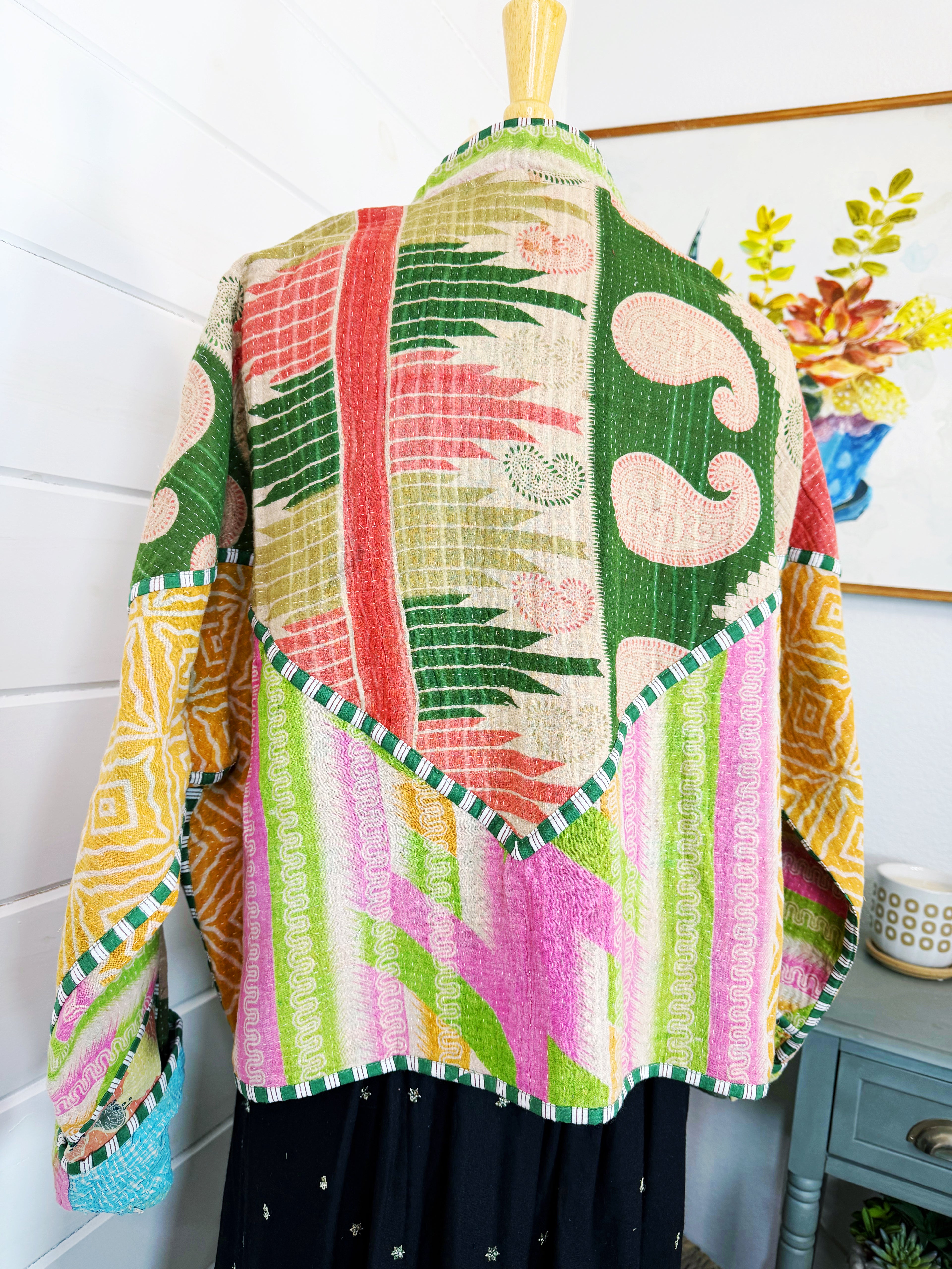 Patchwork Kantha Jacket – Quilted Reversible Blanket Coat
