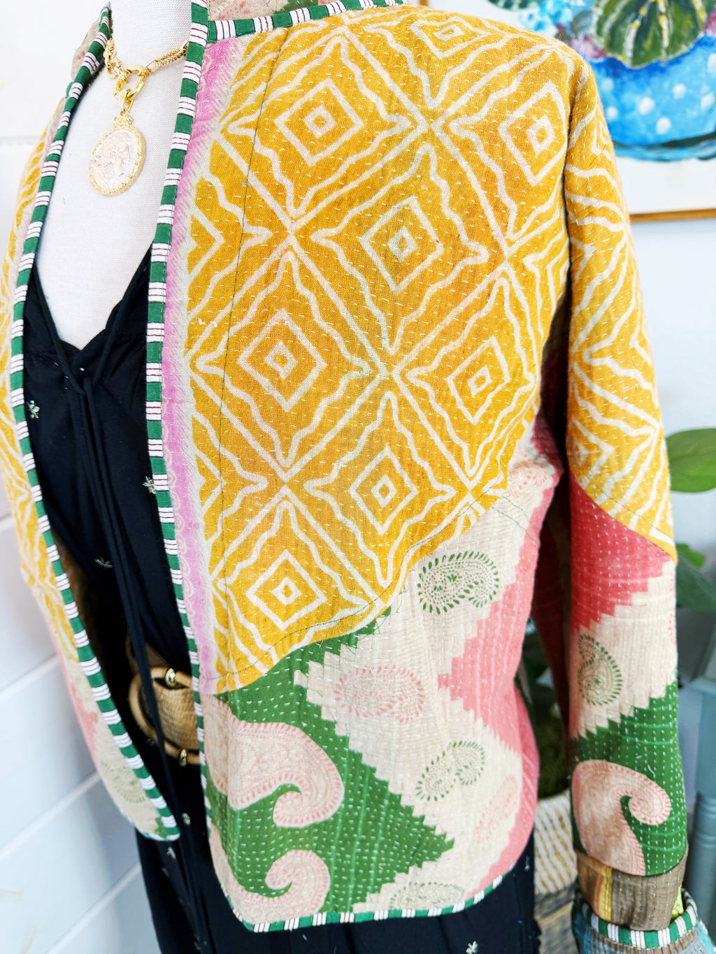 Patchwork Kantha Jacket – Quilted Reversible Blanket Coat