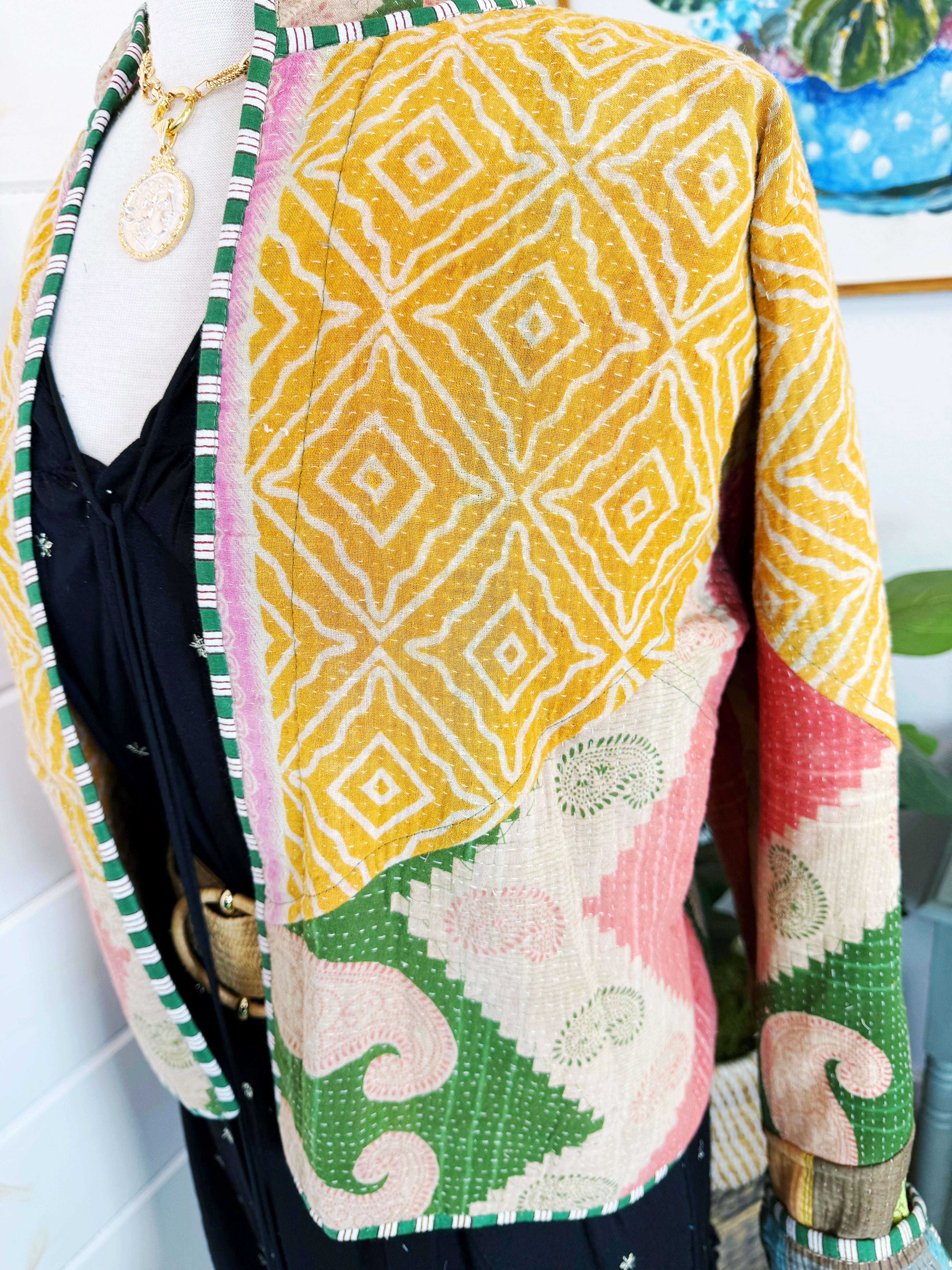 Patchwork Kantha Jacket – Quilted Reversible Blanket Coat