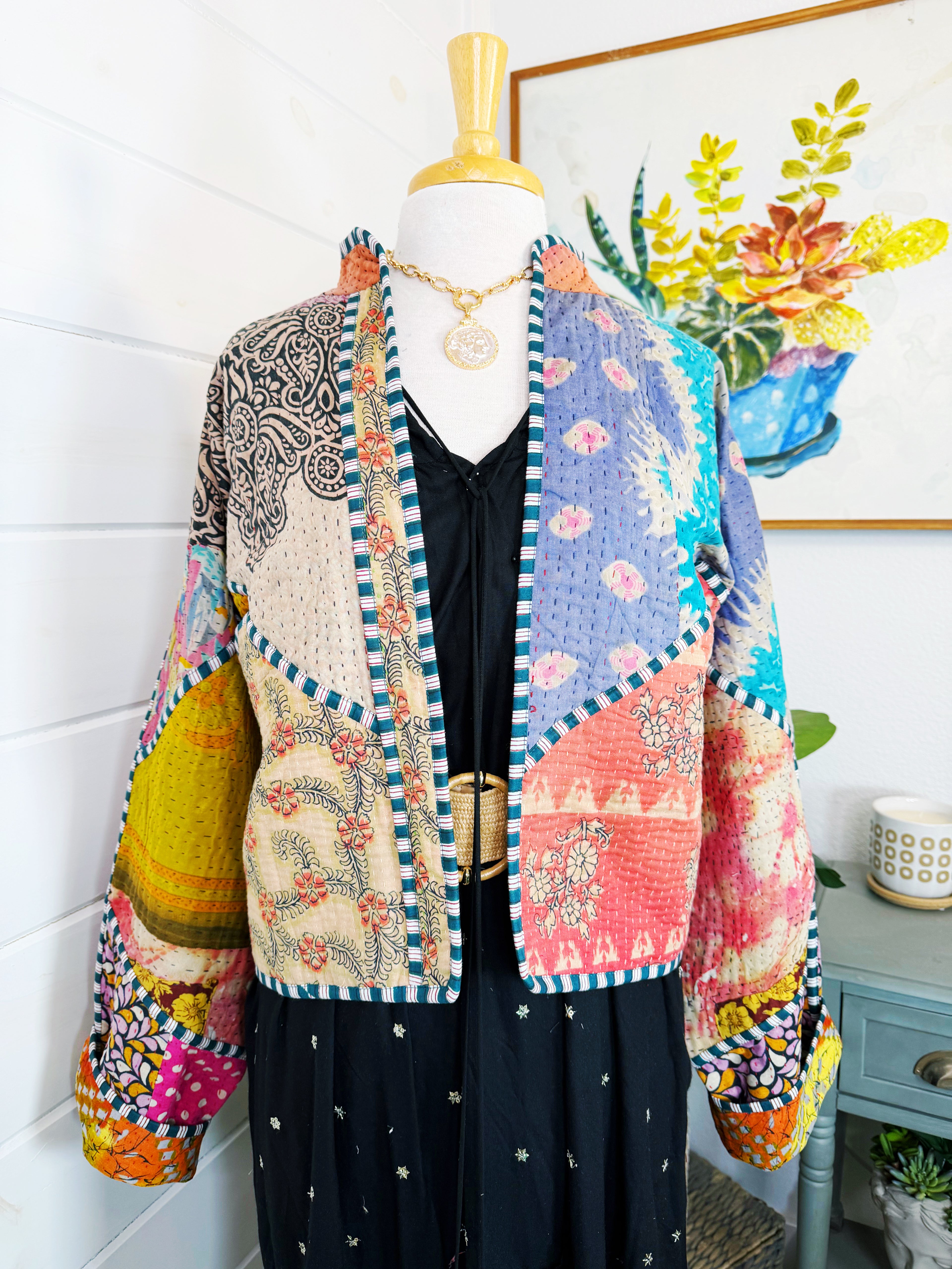 Patchwork Kantha Jacket – Quilted Reversible Blanket Coat