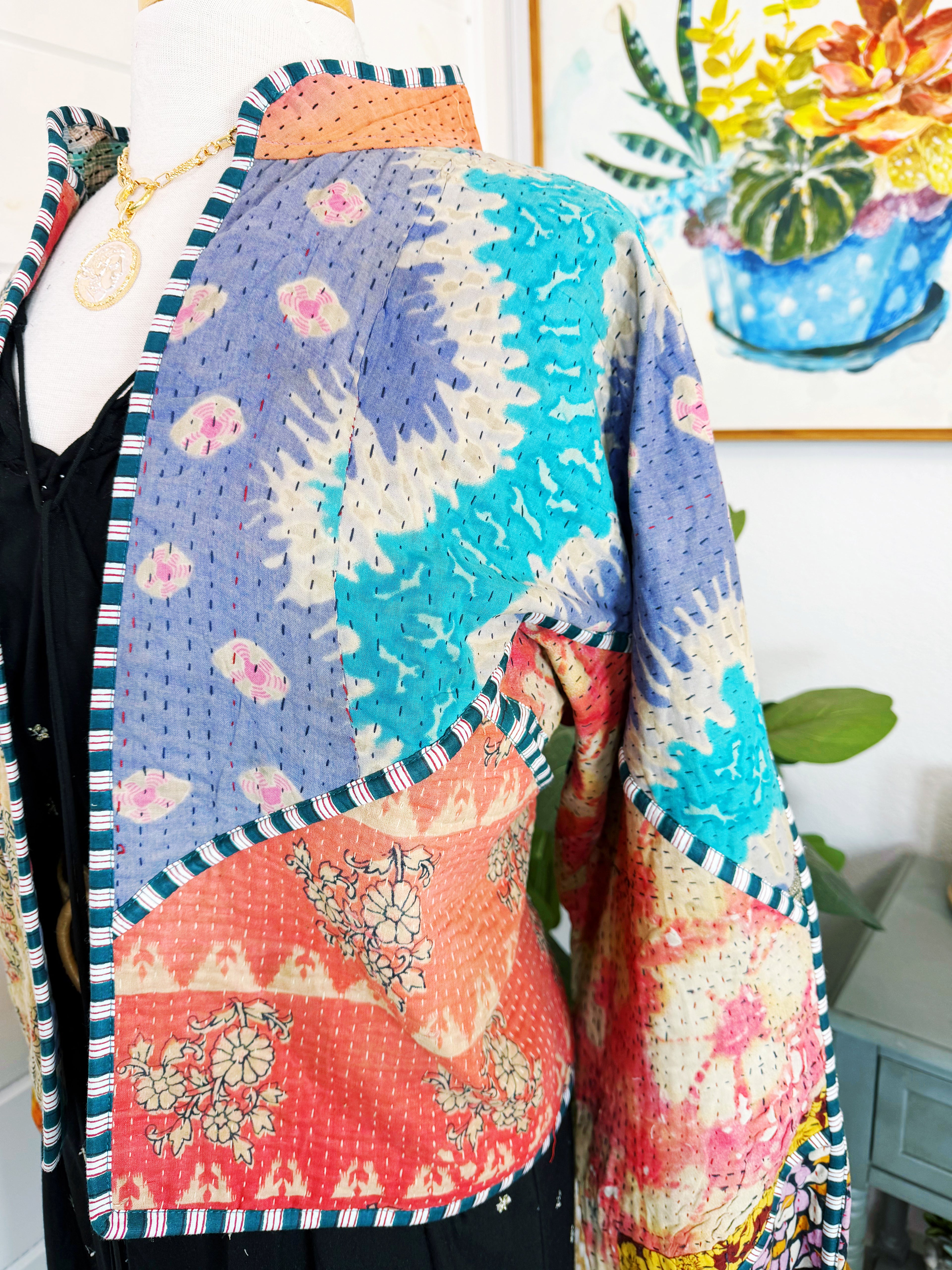 Patchwork Kantha Jacket – Quilted Reversible Blanket Coat