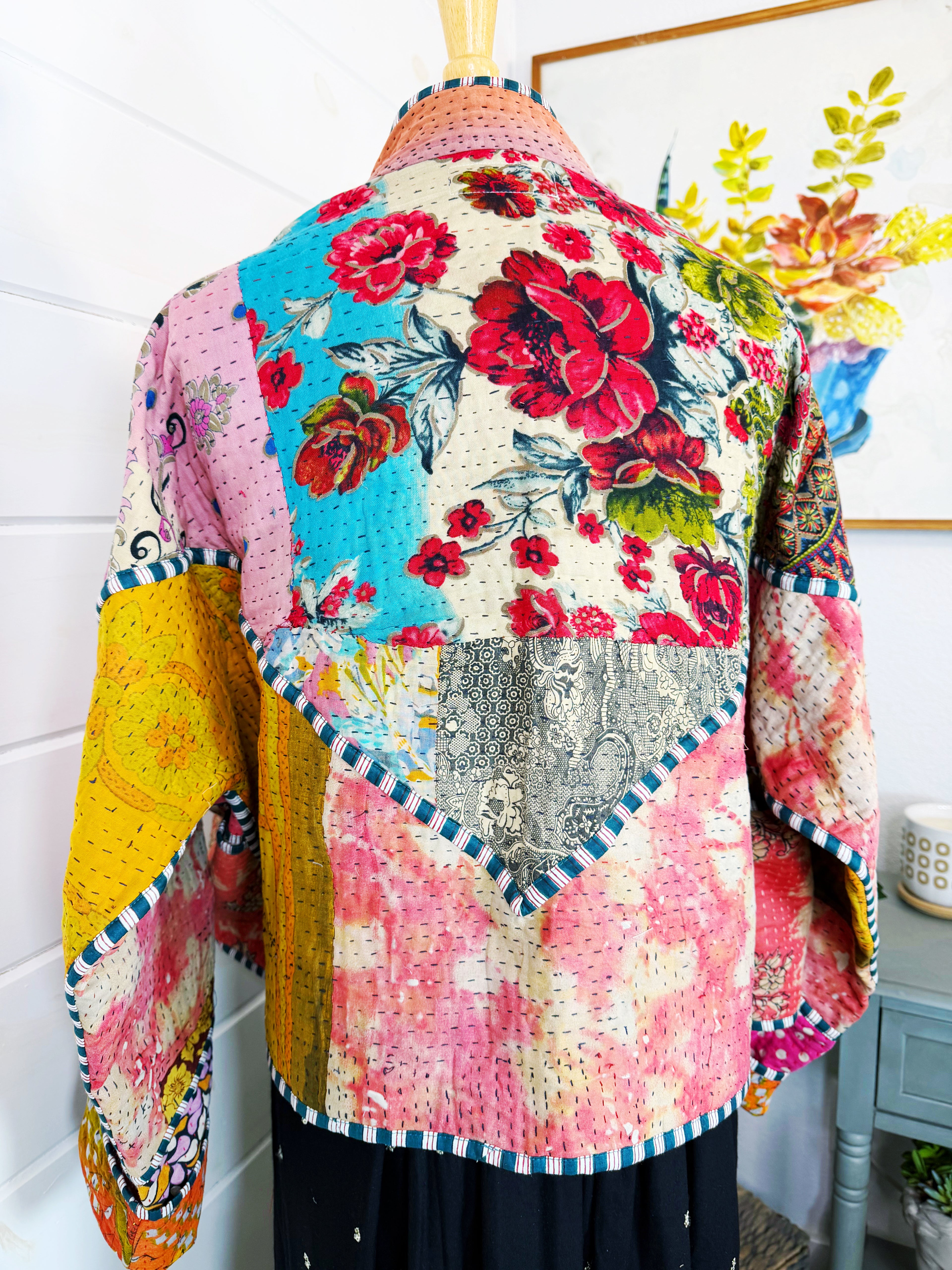 Patchwork Kantha Jacket – Quilted Reversible Blanket Coat