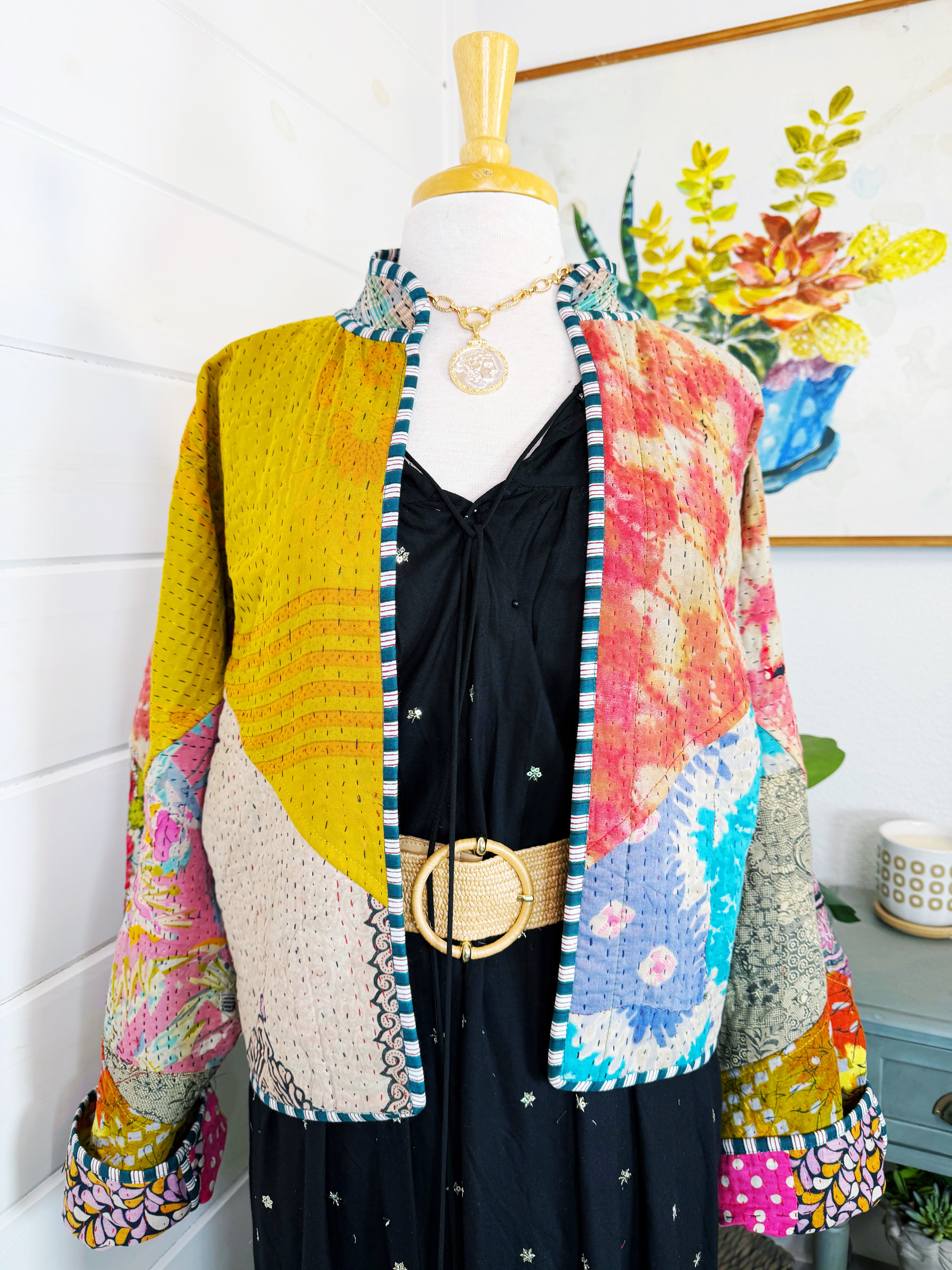 Patchwork Kantha Jacket – Quilted Reversible Blanket Coat