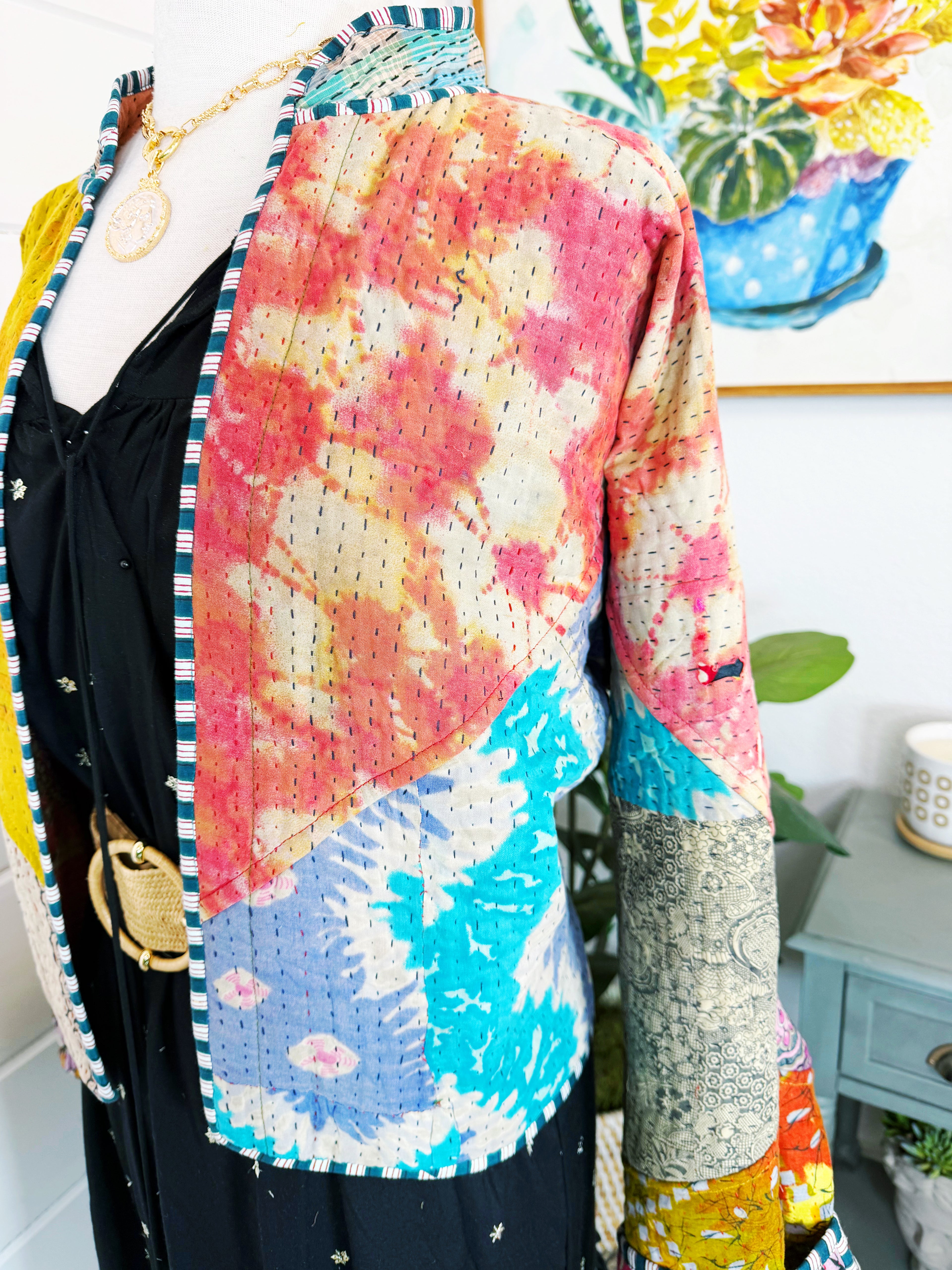 Patchwork Kantha Jacket – Quilted Reversible Blanket Coat