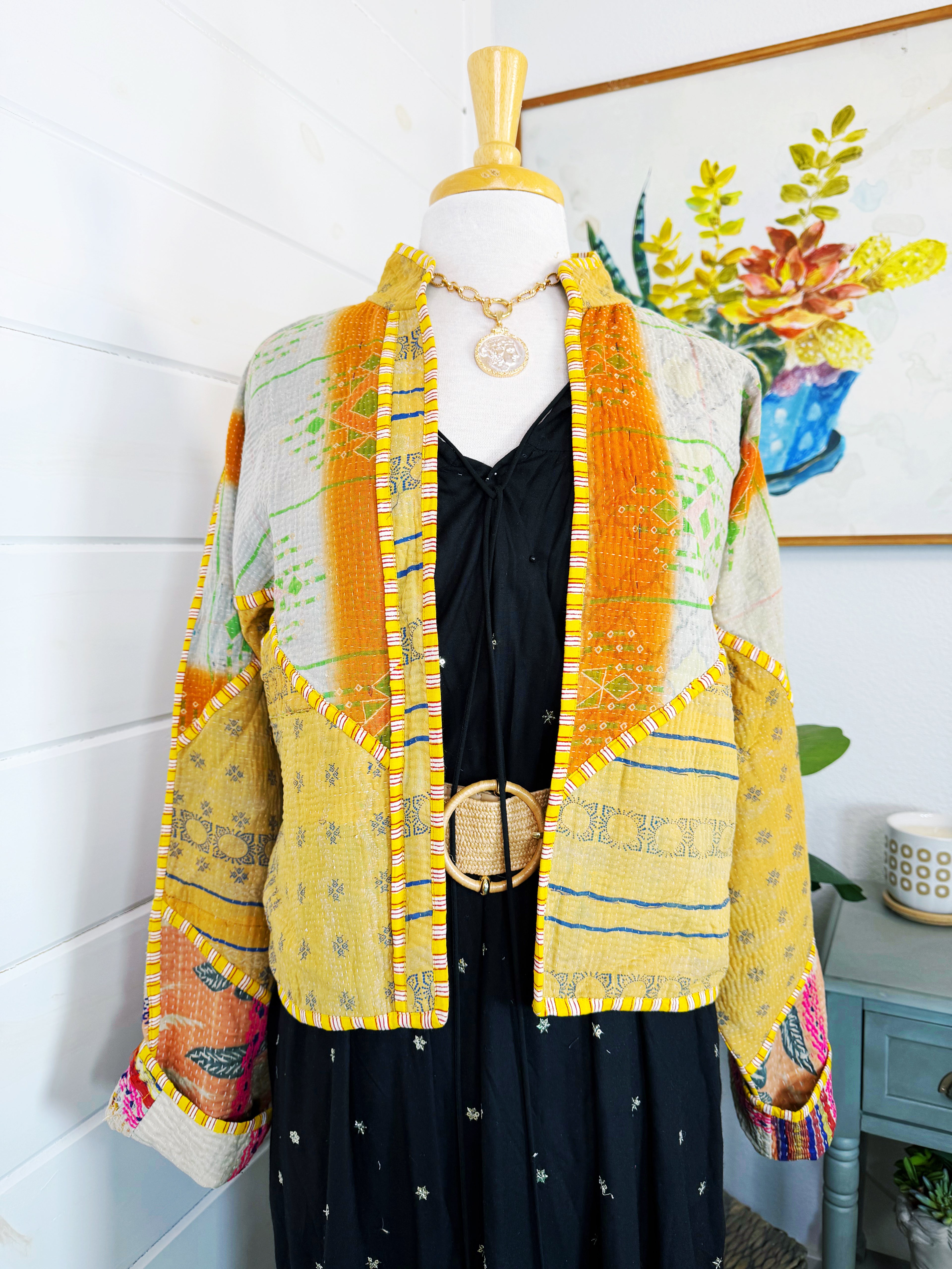 Patchwork Kantha Jacket – Quilted Reversible Blanket Coat