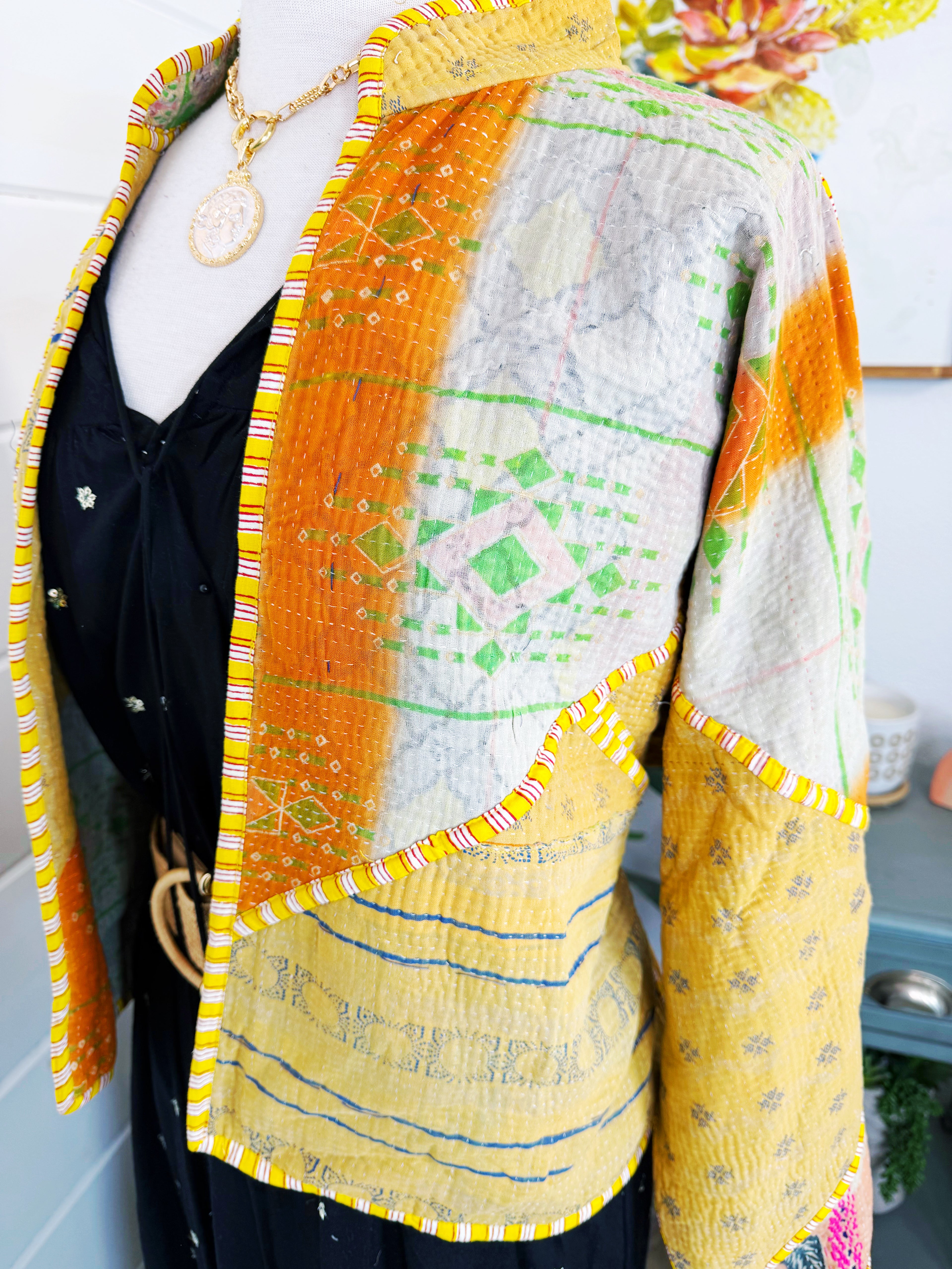 Patchwork Kantha Jacket – Quilted Reversible Blanket Coat