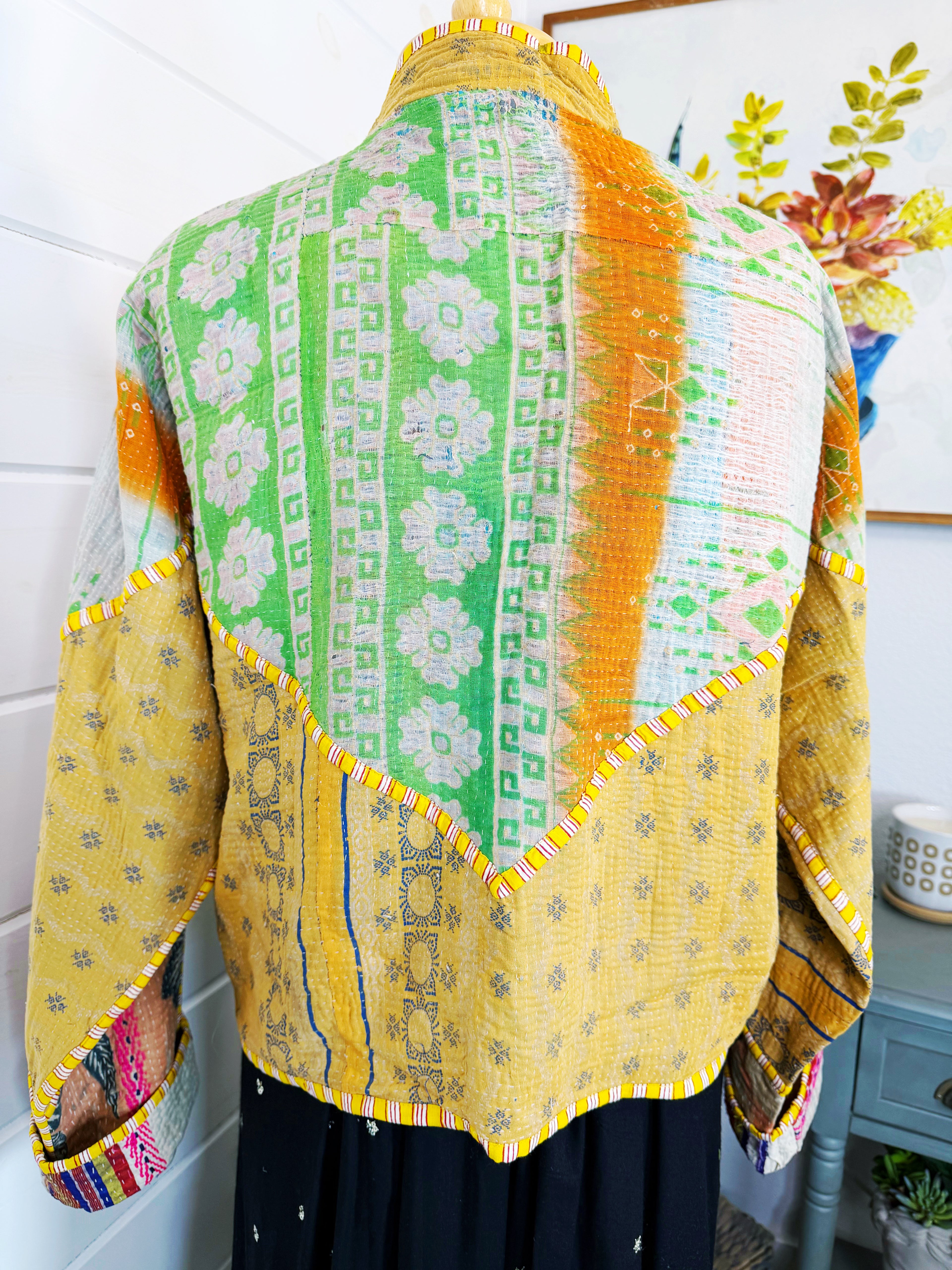 Patchwork Kantha Jacket – Quilted Reversible Blanket Coat