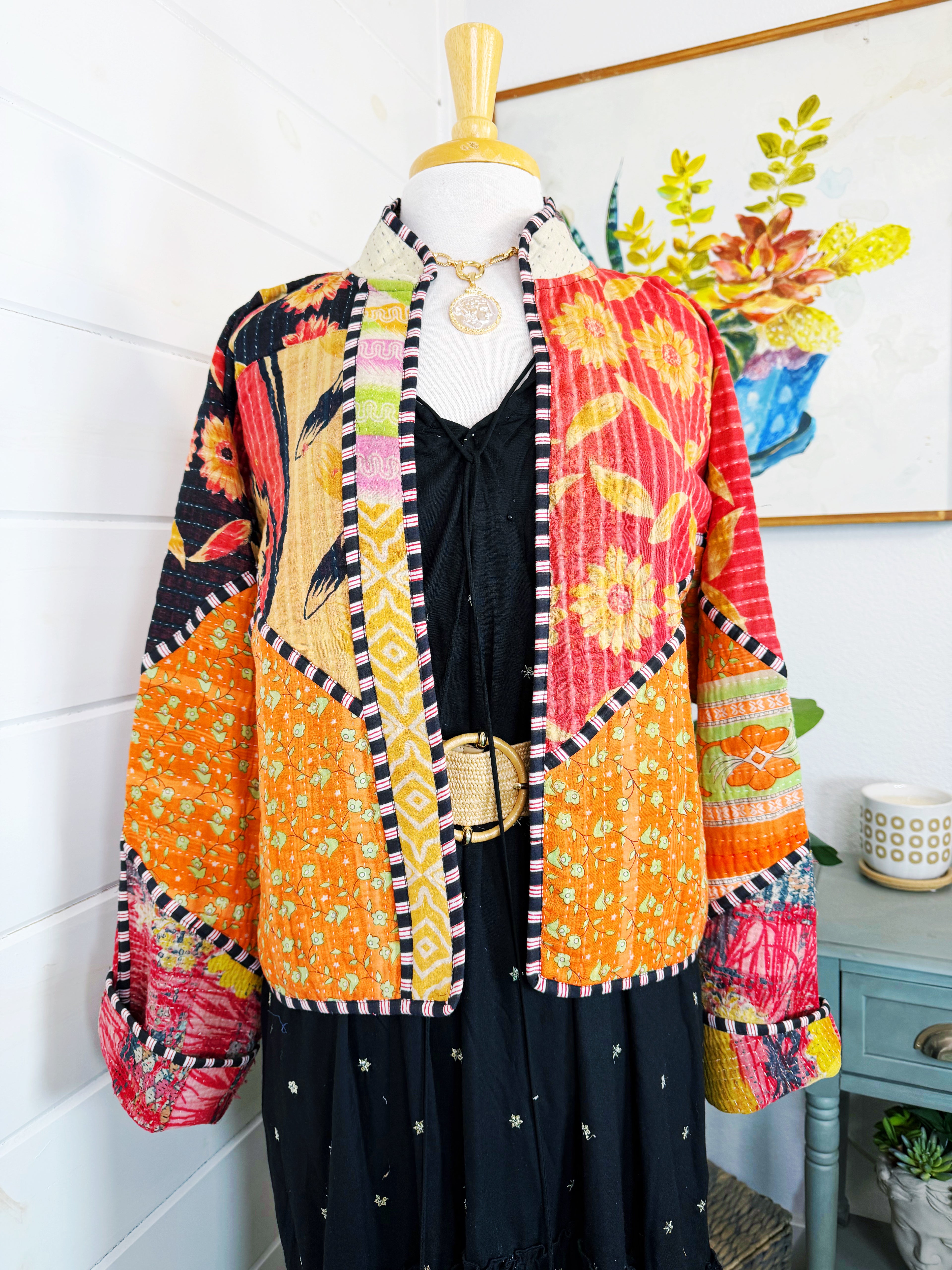 Patchwork Kantha Jacket – Quilted Reversible Blanket Coat