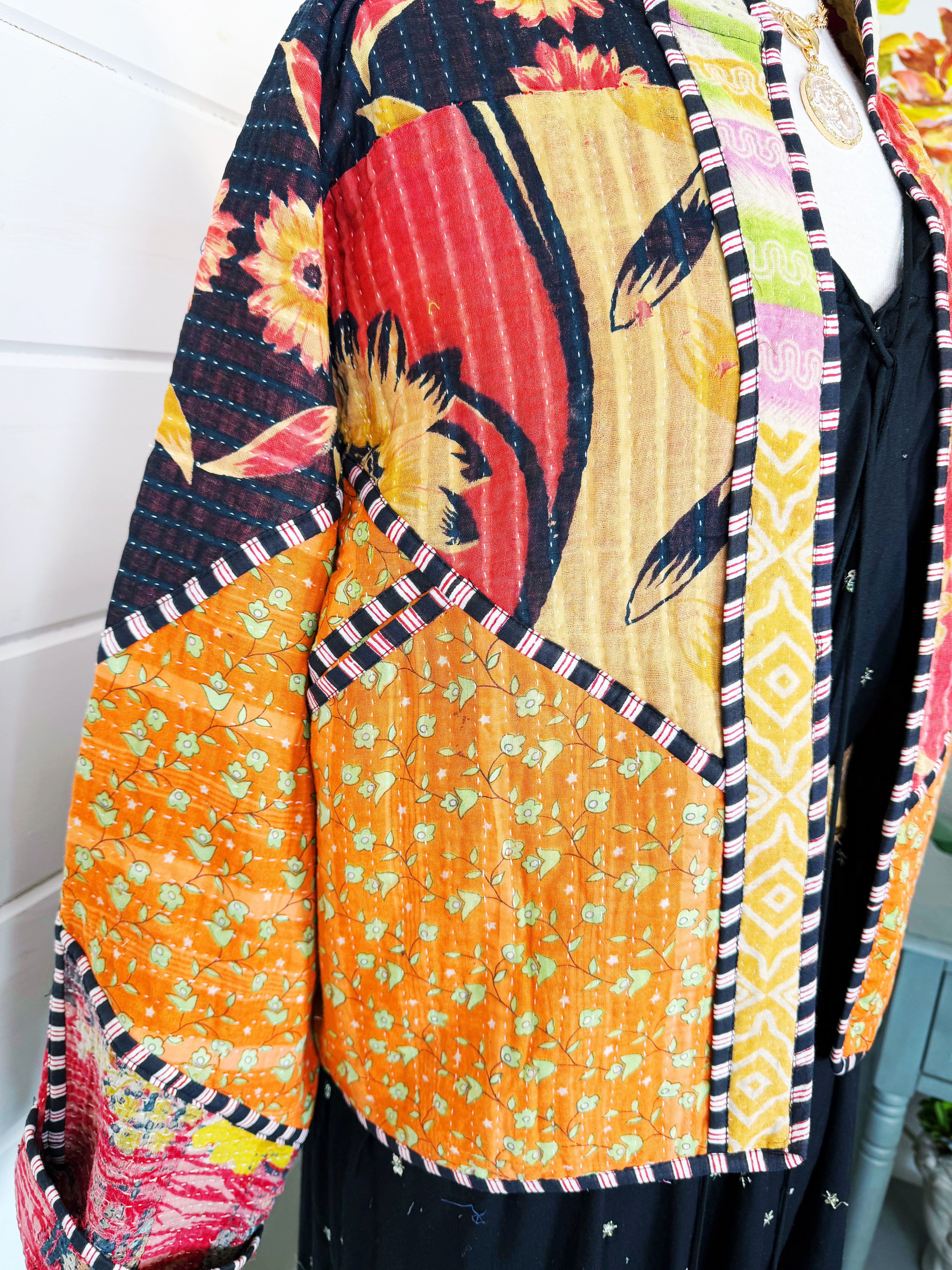 Patchwork Kantha Jacket – Quilted Reversible Blanket Coat