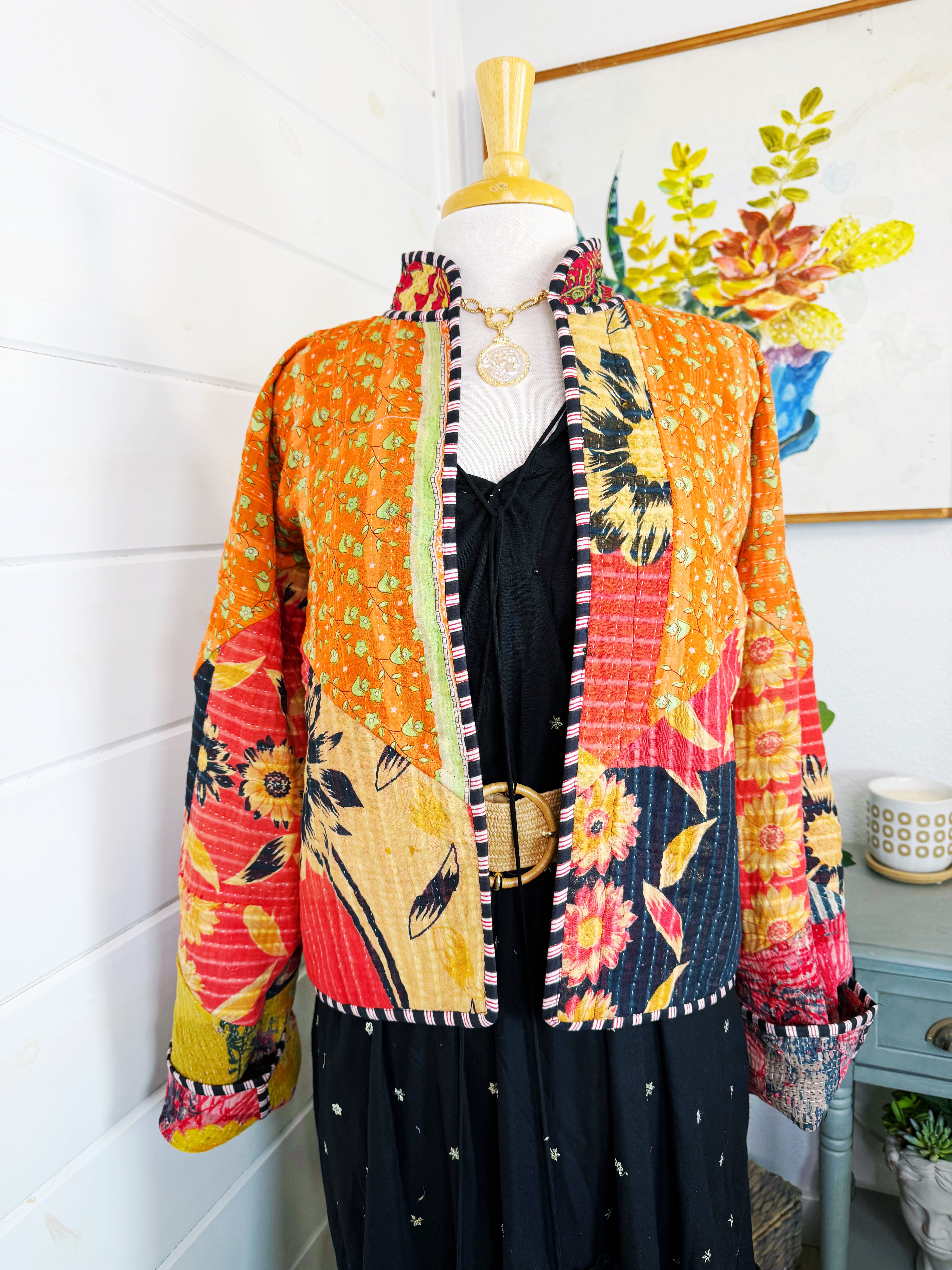 Patchwork Kantha Jacket – Quilted Reversible Blanket Coat