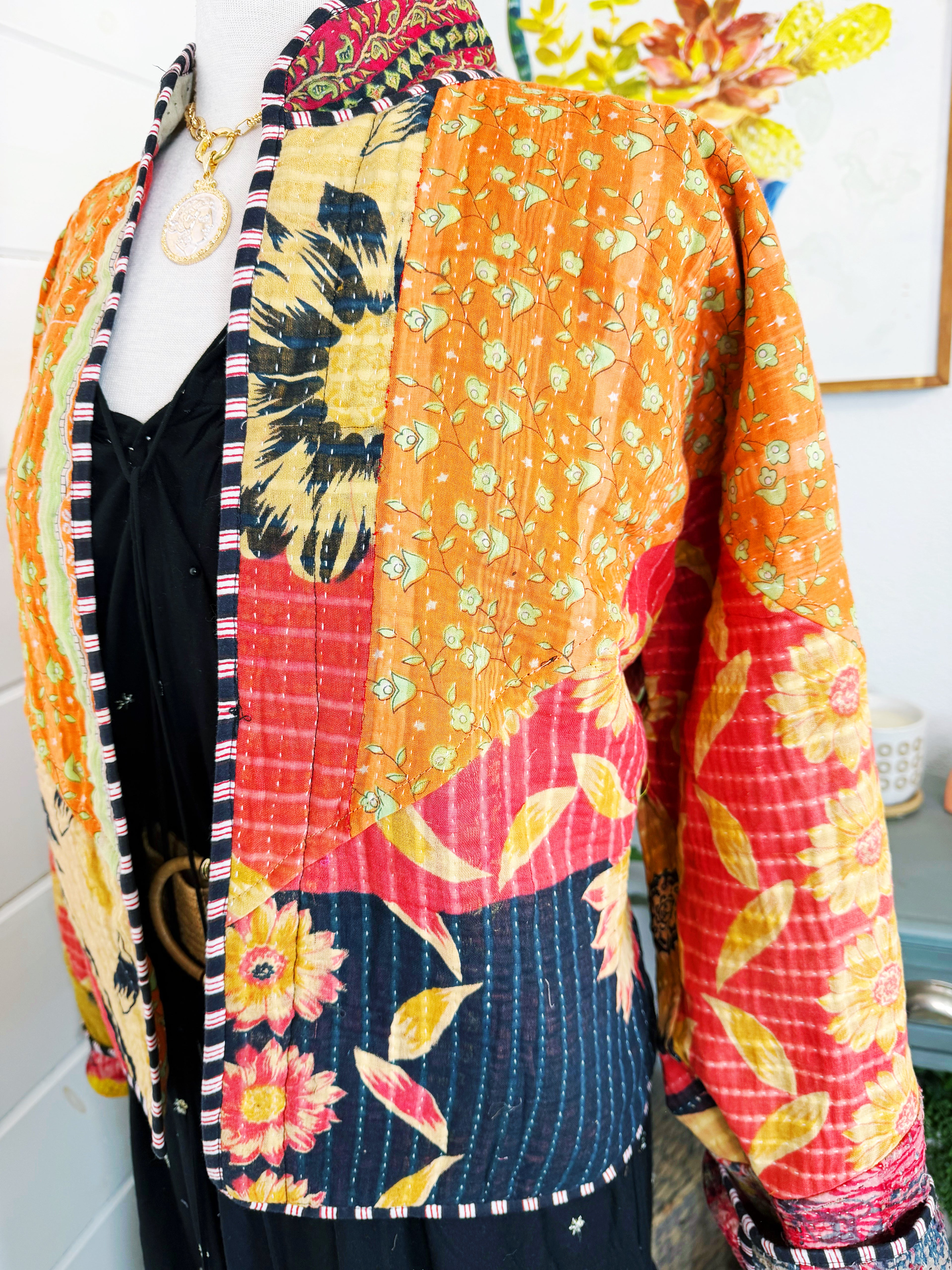 Patchwork Kantha Jacket – Quilted Reversible Blanket Coat
